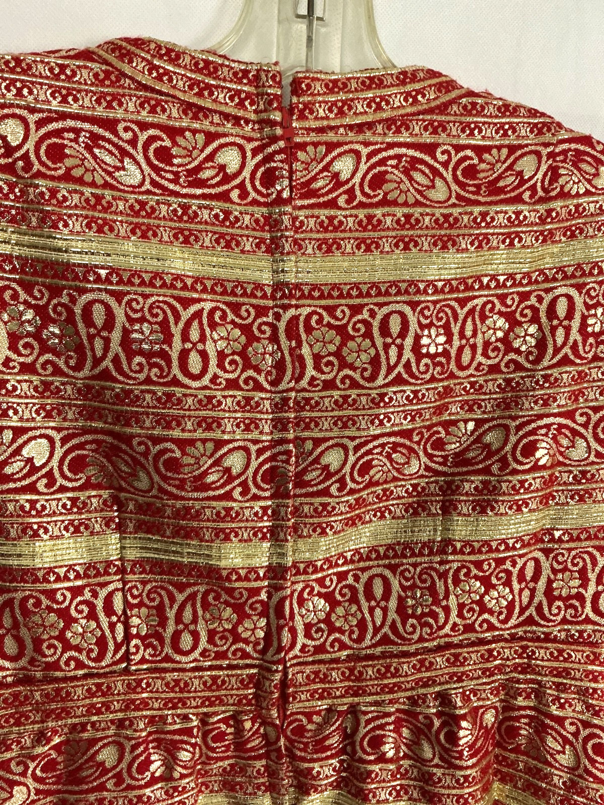 Vintage 60’s Metallic Gold Red Lurex Brocade Hostess Evening Gown