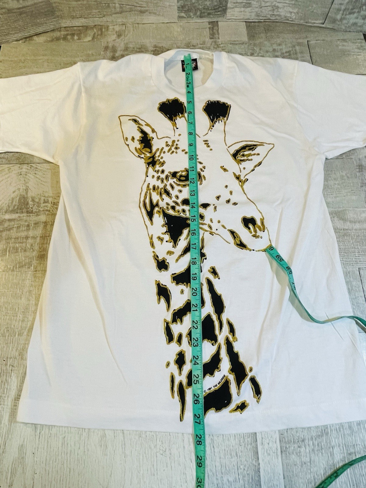 Vintage Single Stitch Screen Stars Women’s Large White Gold Sparkle Giraffe Tee