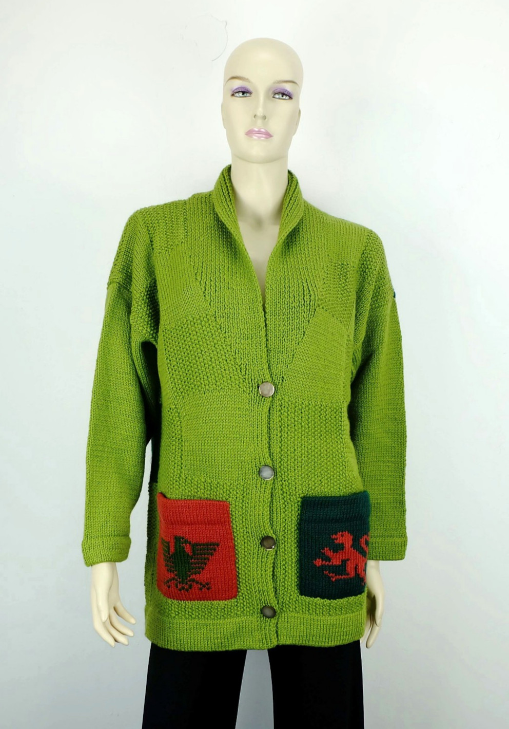 JACKET cardigan cardigan 70s shawl collar multi-colored embroidered size 38
