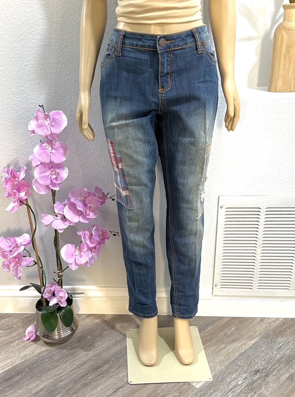 Vintage Zana Di Women’s Blue Jeans Size 18W Patchwork Denim 90’s Hippie BOHO