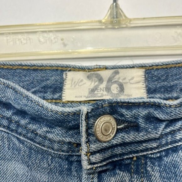 We the Free Blue Jean Boho Beach Raw Hem Cotton Shorts Sz 26