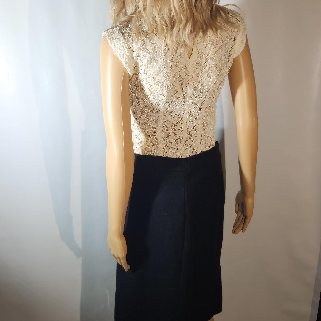 J CREW UK LTD WOOL AND POLYESTER PENCIL SKIRT SIZE 4 RETRO BUSINESS SKIRT