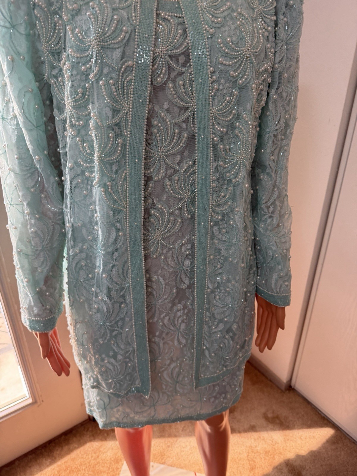 Vintage Carina Beaded Dress Set 2pc Jacket India Formal Cocktail Small