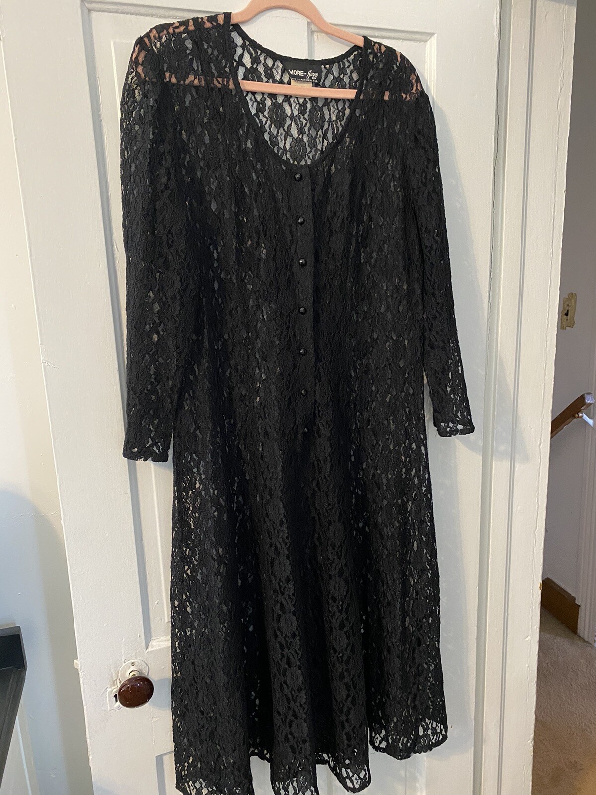 Women’s Vintage 1980’s More Jazz Black Lace Corset Dress Size 14W Goth Witchy