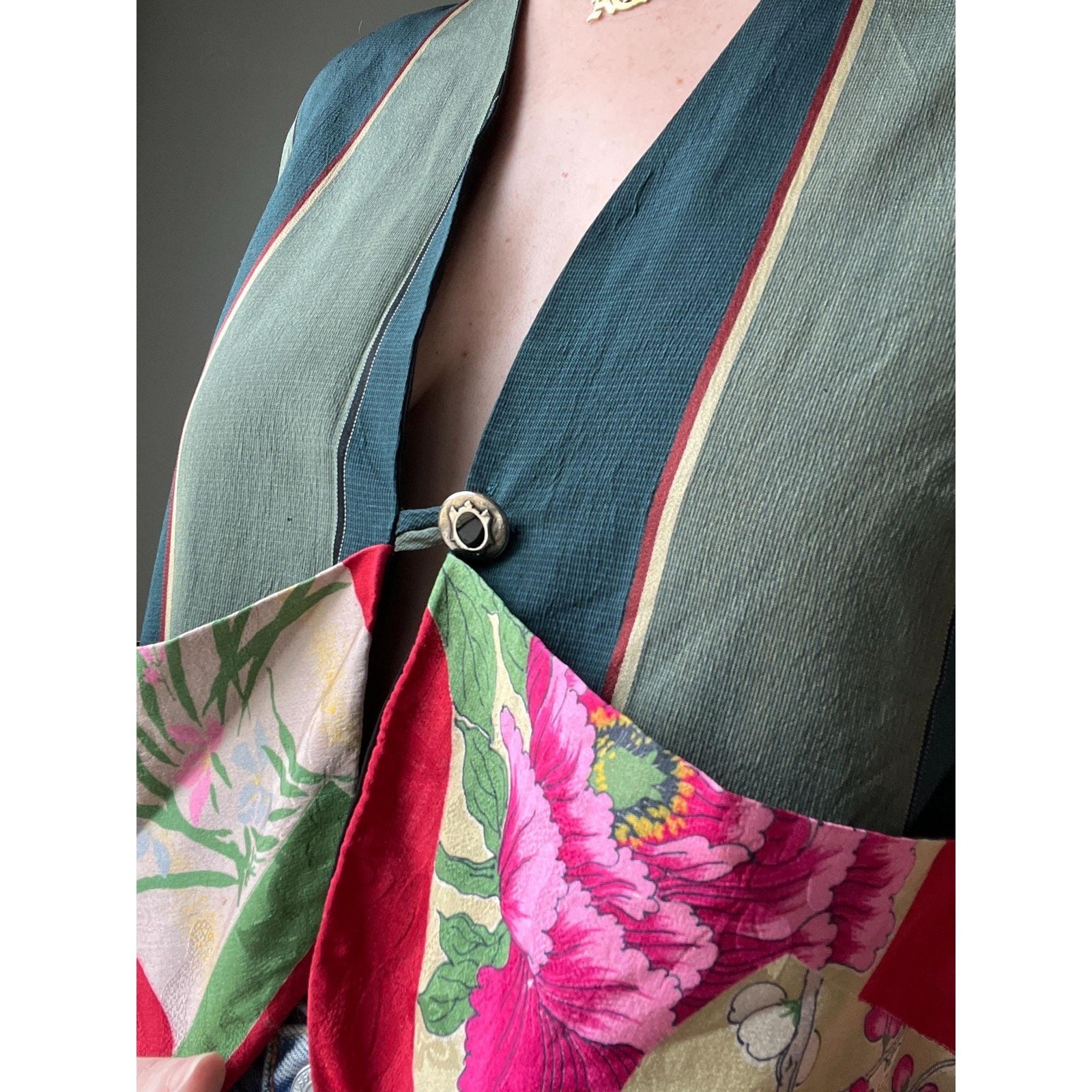 Vintage 90s Silk Patchwork Vest | Floral Brocade Crop | Artwear Festival Top | M