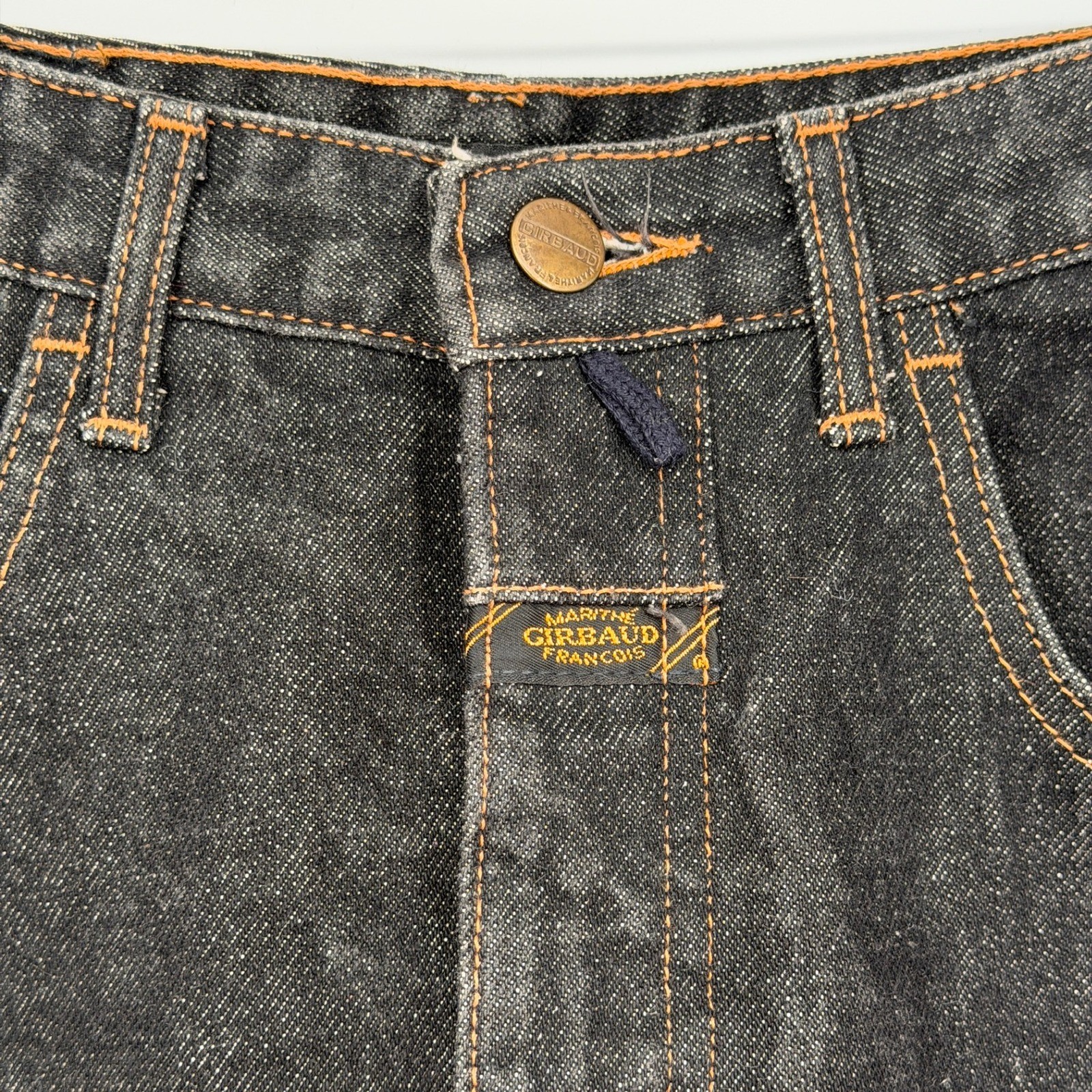 Vintage 90s Marithe Francois Girbaud Black Denim Skirt High Waist Size 9/10 USA