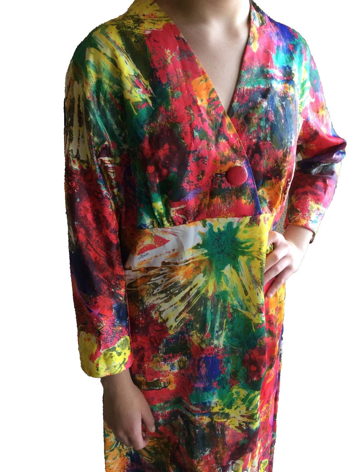 Tori Richard Honolulu Hawaiian Dress Vintage Maxi Hong Kong Colorful Size M/L