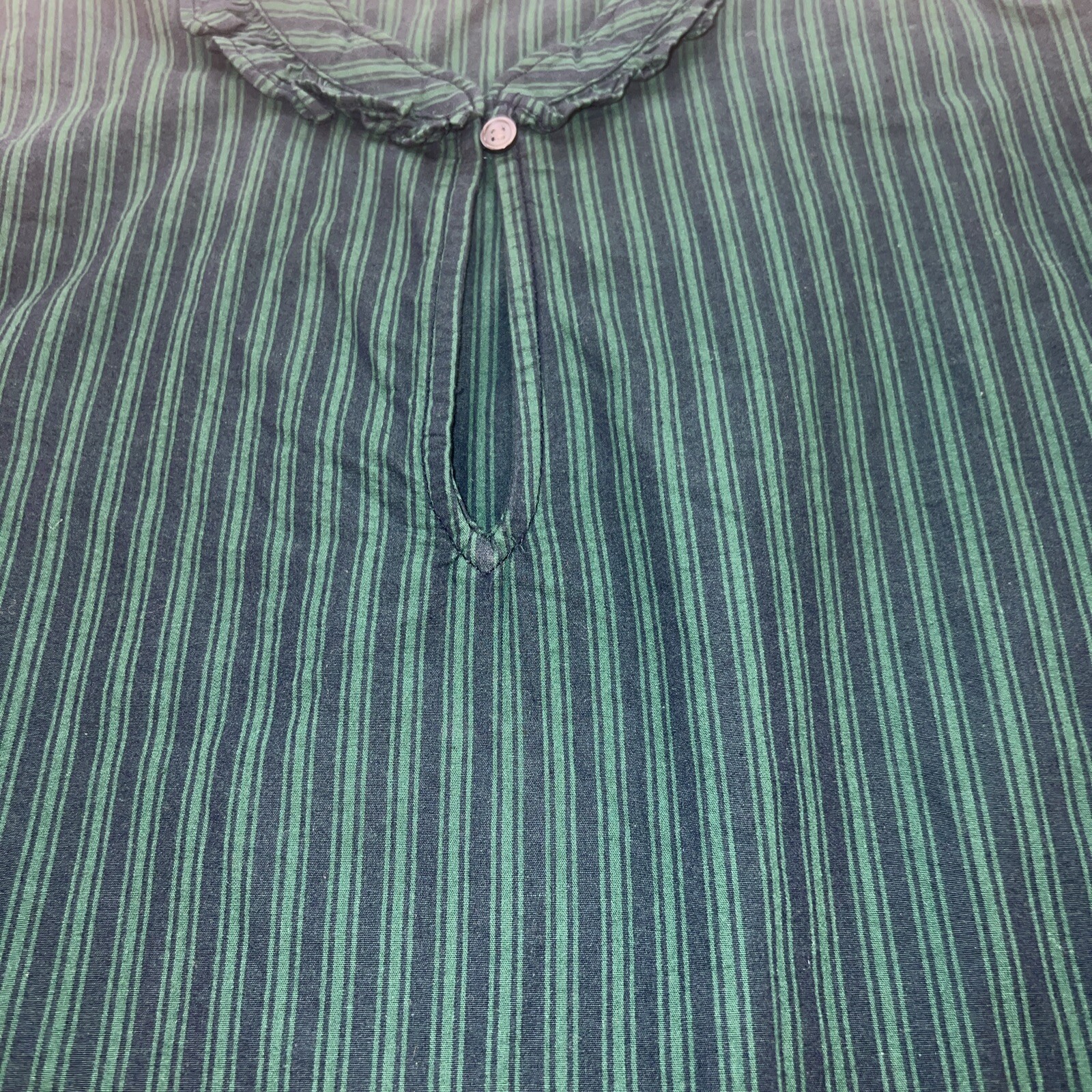Vintage Free Assembly Blue Green Stripes Shirt Dress Long Sleeve Size Medium Tie