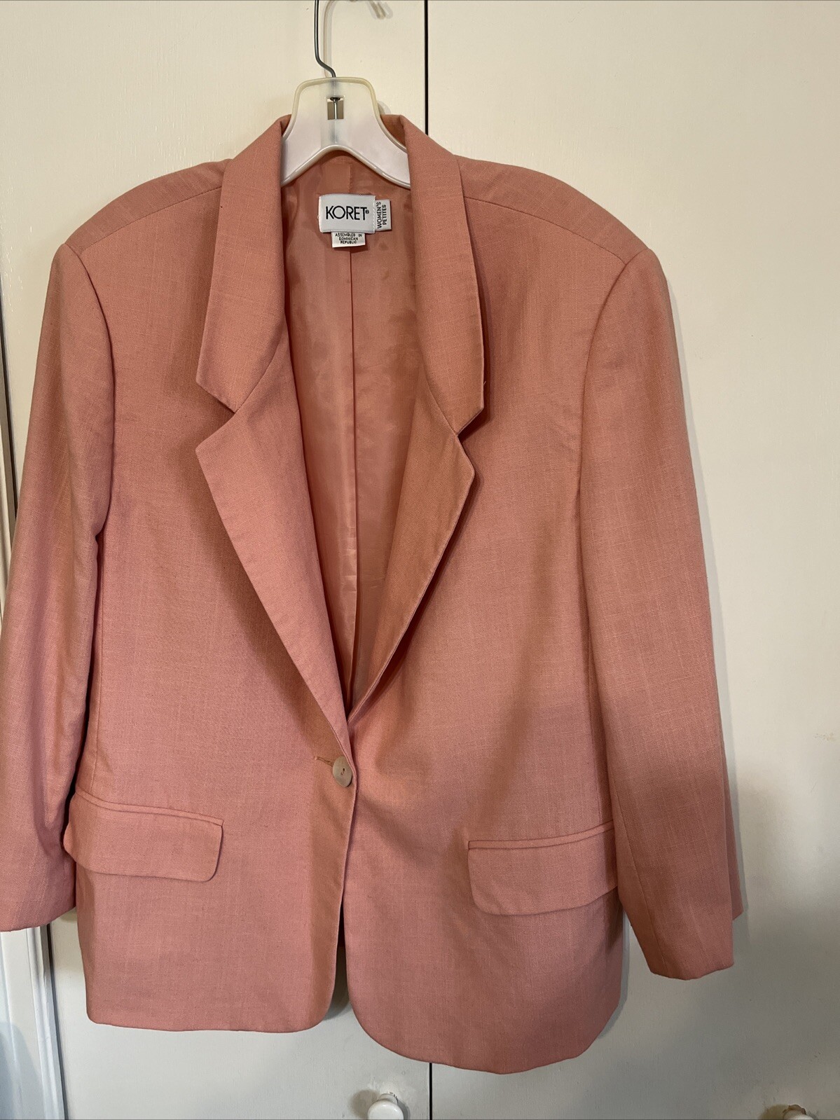 Vintage Koret Apricot Peach Lined Blazer Jacket Plus Size 18W Petite Lined