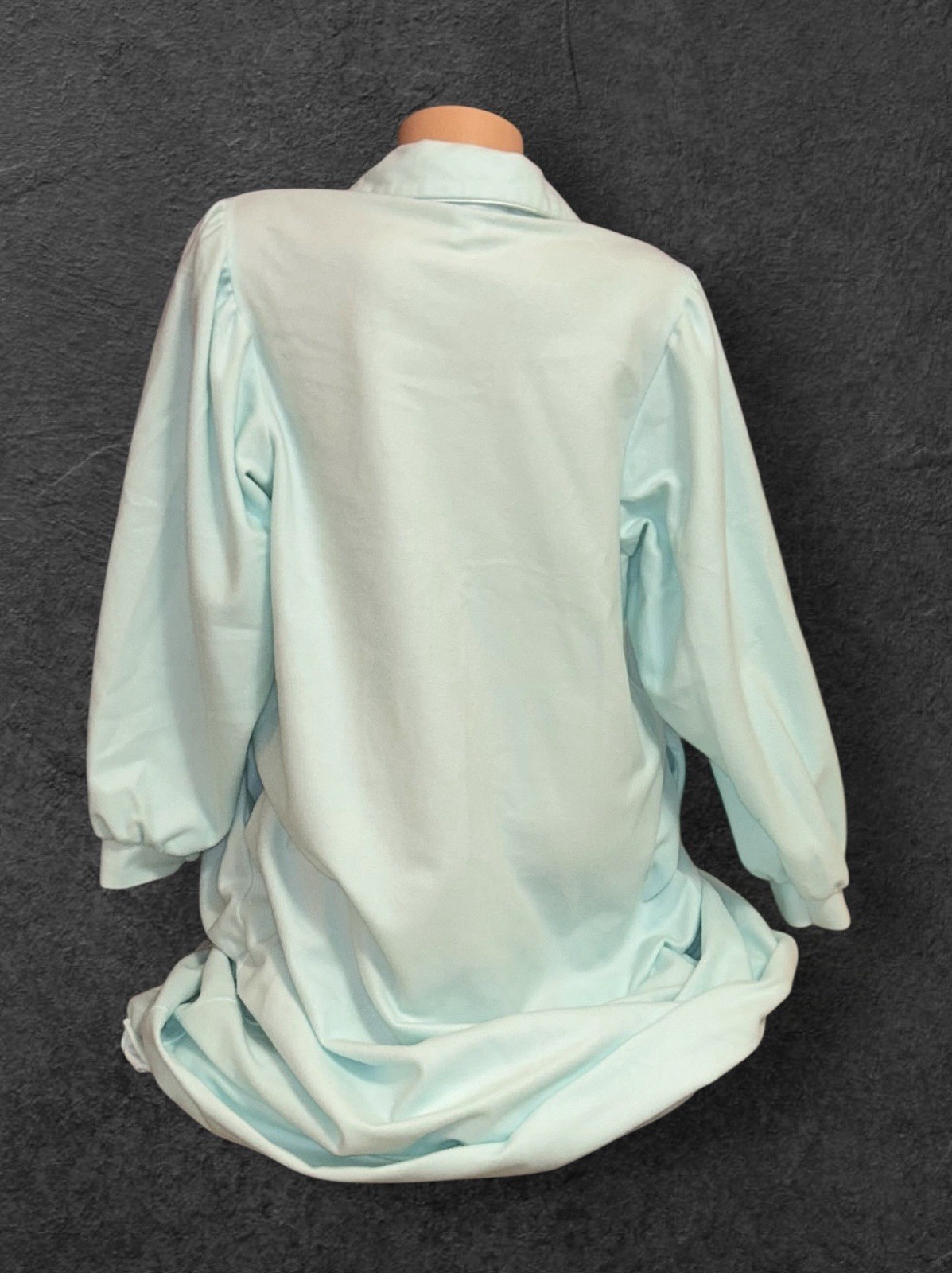 SEARS Blue Super Soft Lace Embroidery Zip Long Nightgown Robe Womens M (12-14)