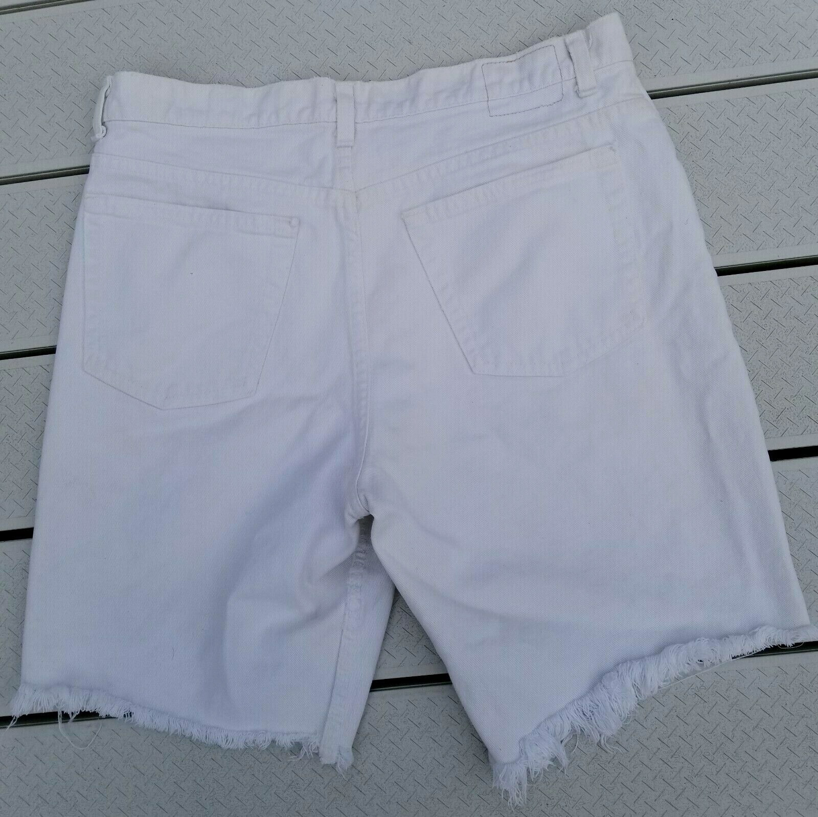 VTG Brittania Jean Shorts 35″ Waist White Cutoffs Boho Indie Edgy Trashed *READ*