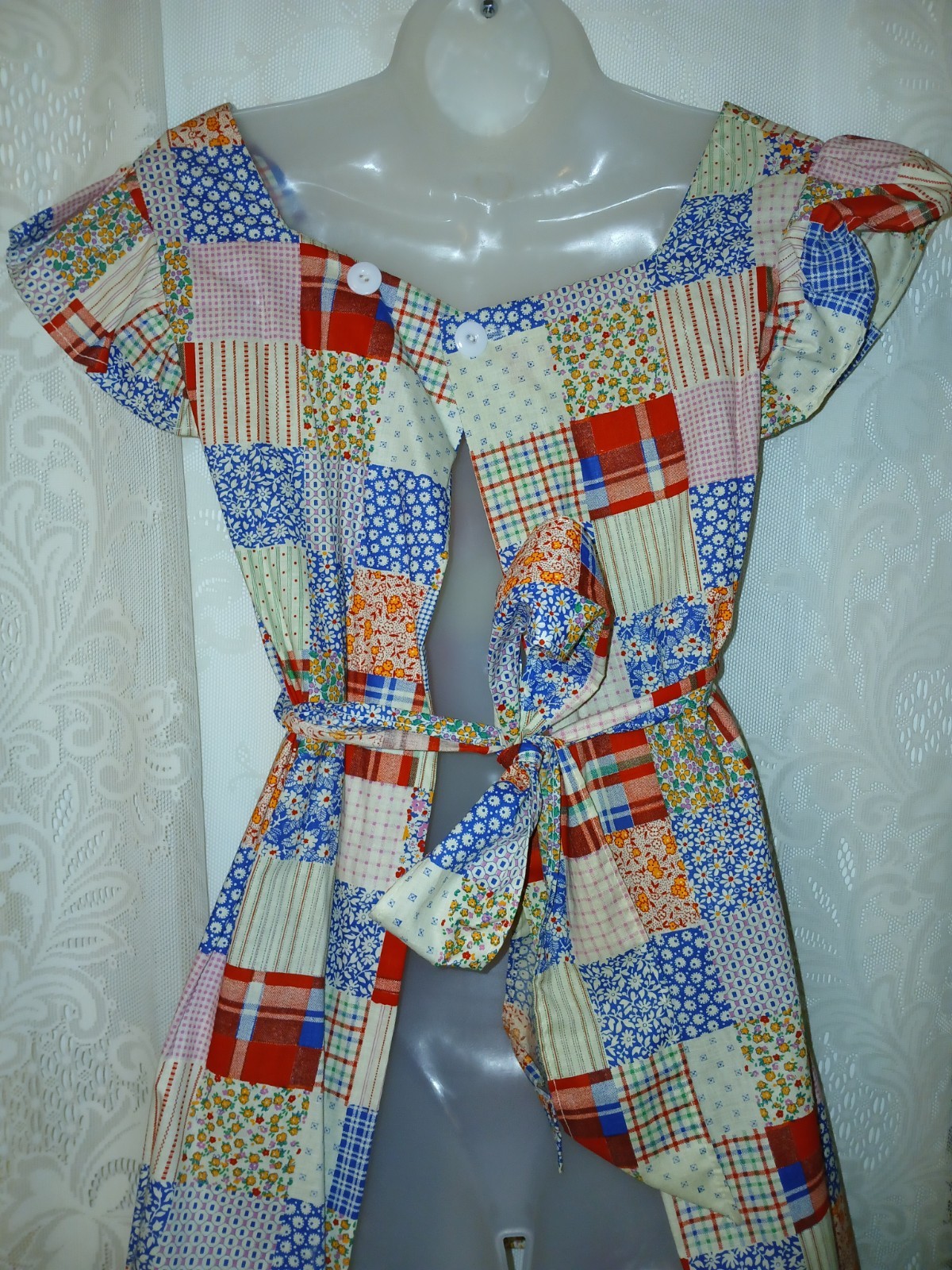 Vintage 70s Now! Designs San Fran Party Apron Patchwork Boho Dress Top O/S NOS