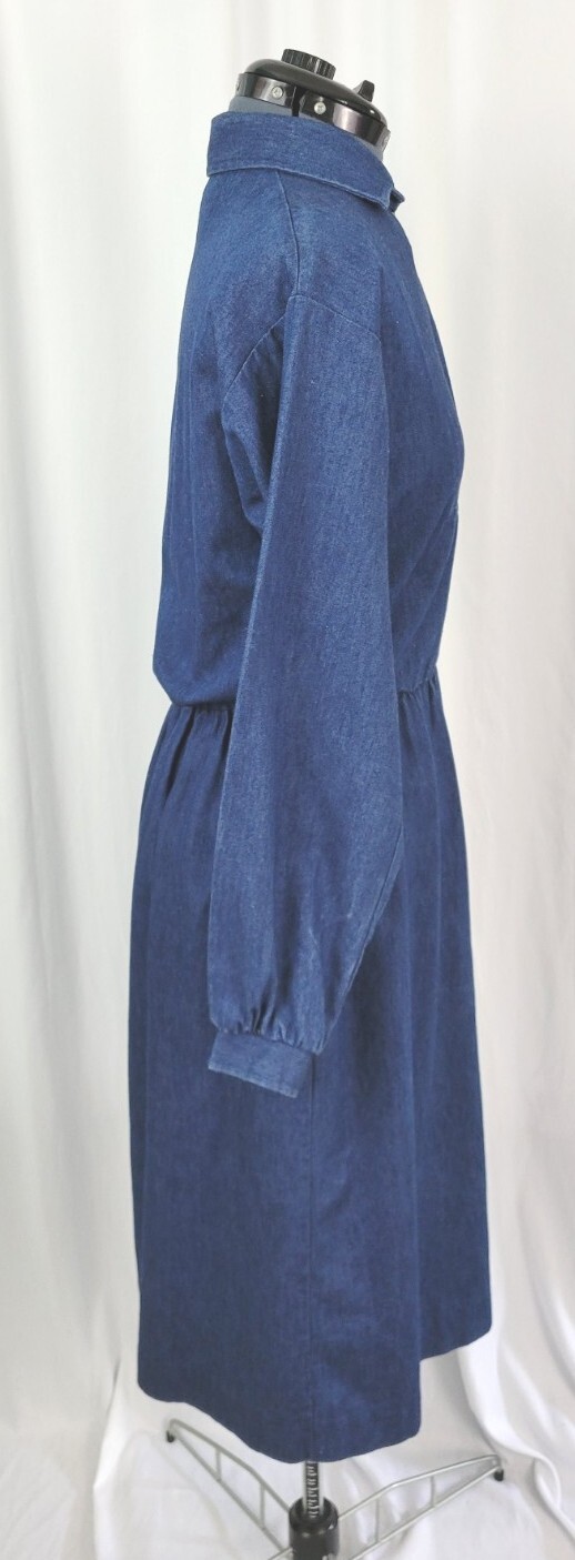 Vintage Impromptu Denim Dress w Snap Gathered Bib & Elastic Waist Size 9/10