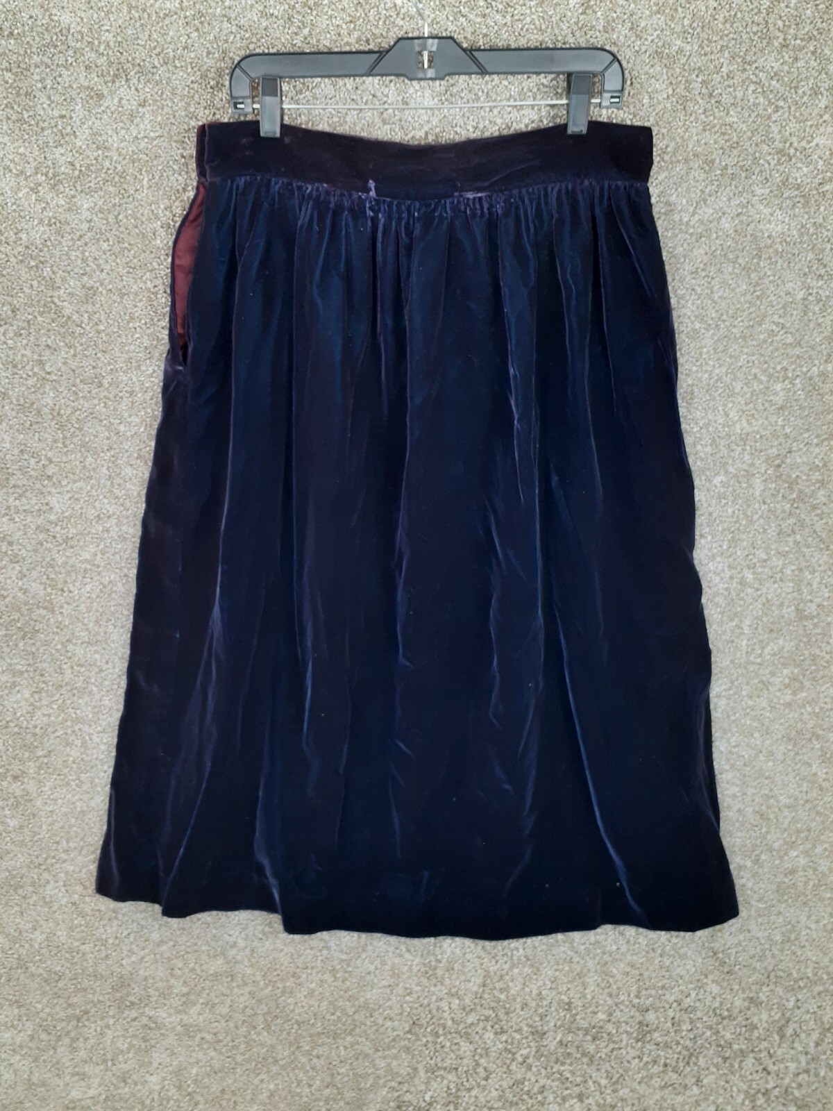 Vtg Carroll Reed Skirt Women’s 16 Plum Purple Velvet Pleated Midi Full NWT Retro
