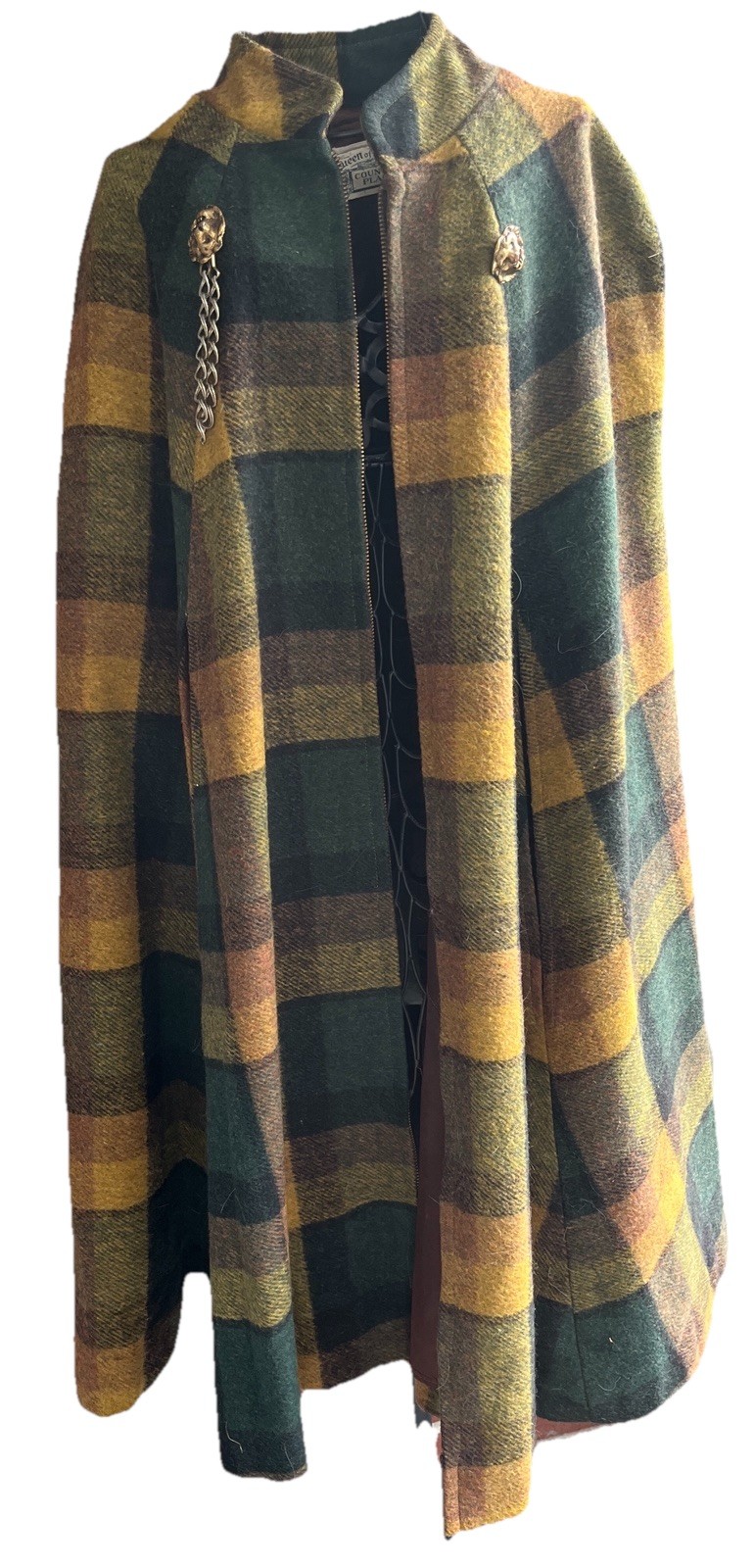 Queen of The Capes Country Place Scottish Tartan Wool Cape Poncho Plaid Lion