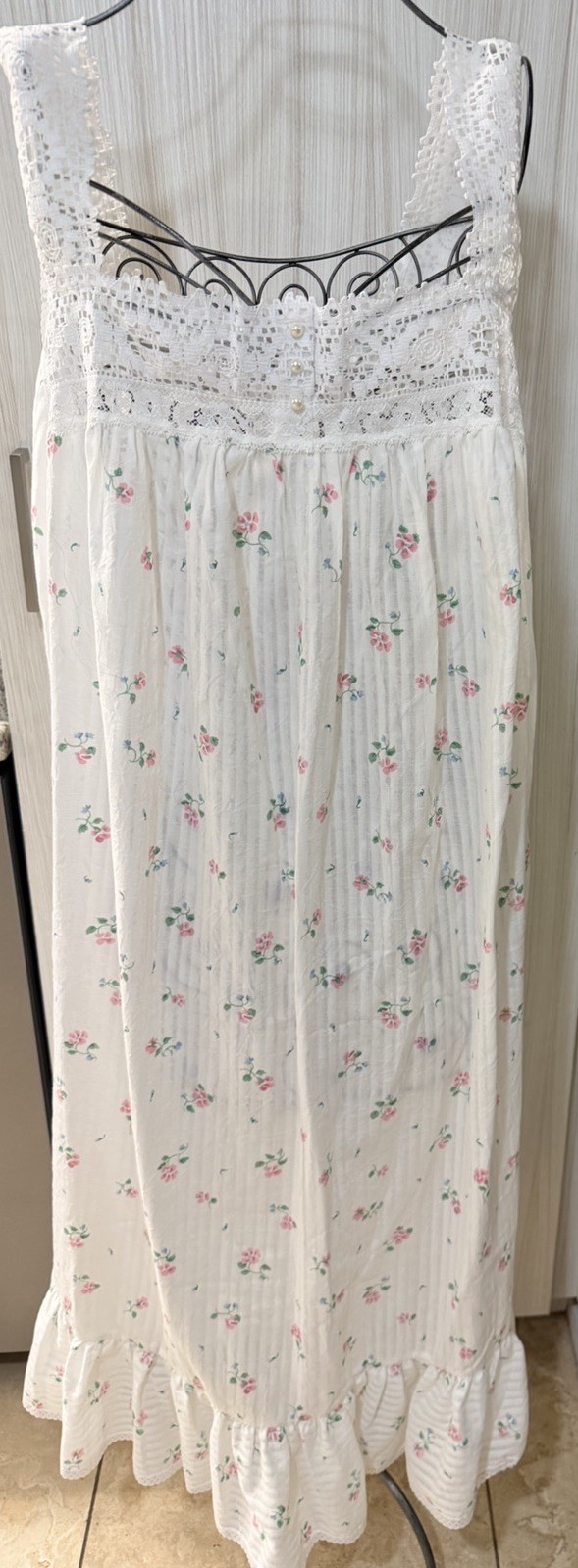 VTG 90s Nightgown & Robe Dress Feminine Floral Ruffle Cottagecore Grandma XL