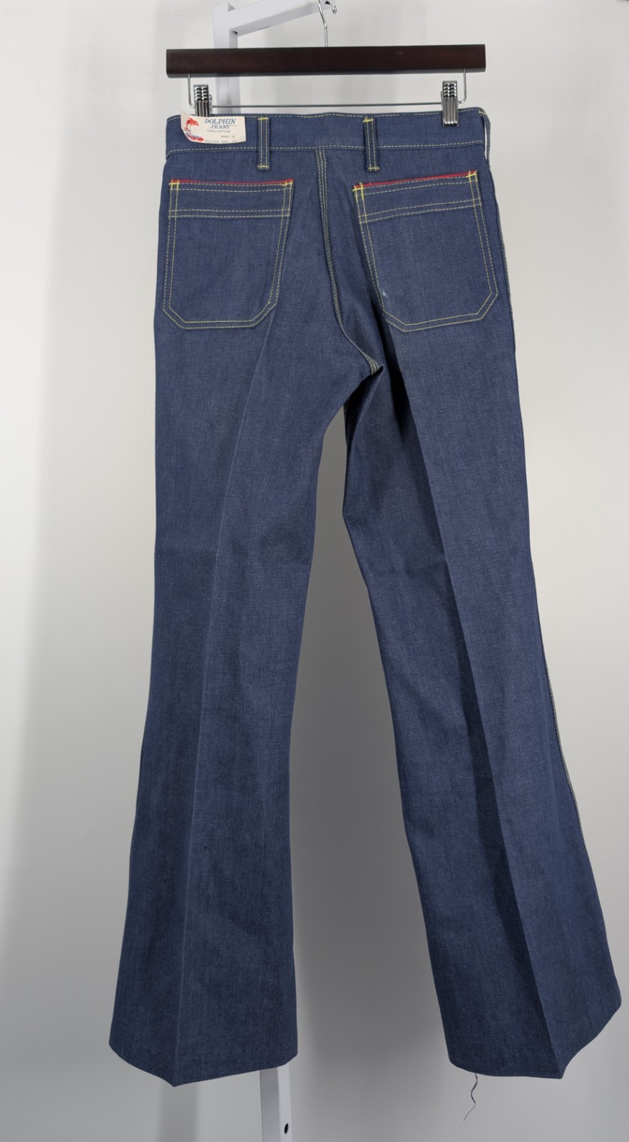 Vintage 70s Bell Bottom Indigo Denim Jeans Hippy NWT 28 31 Flare Rockabilly