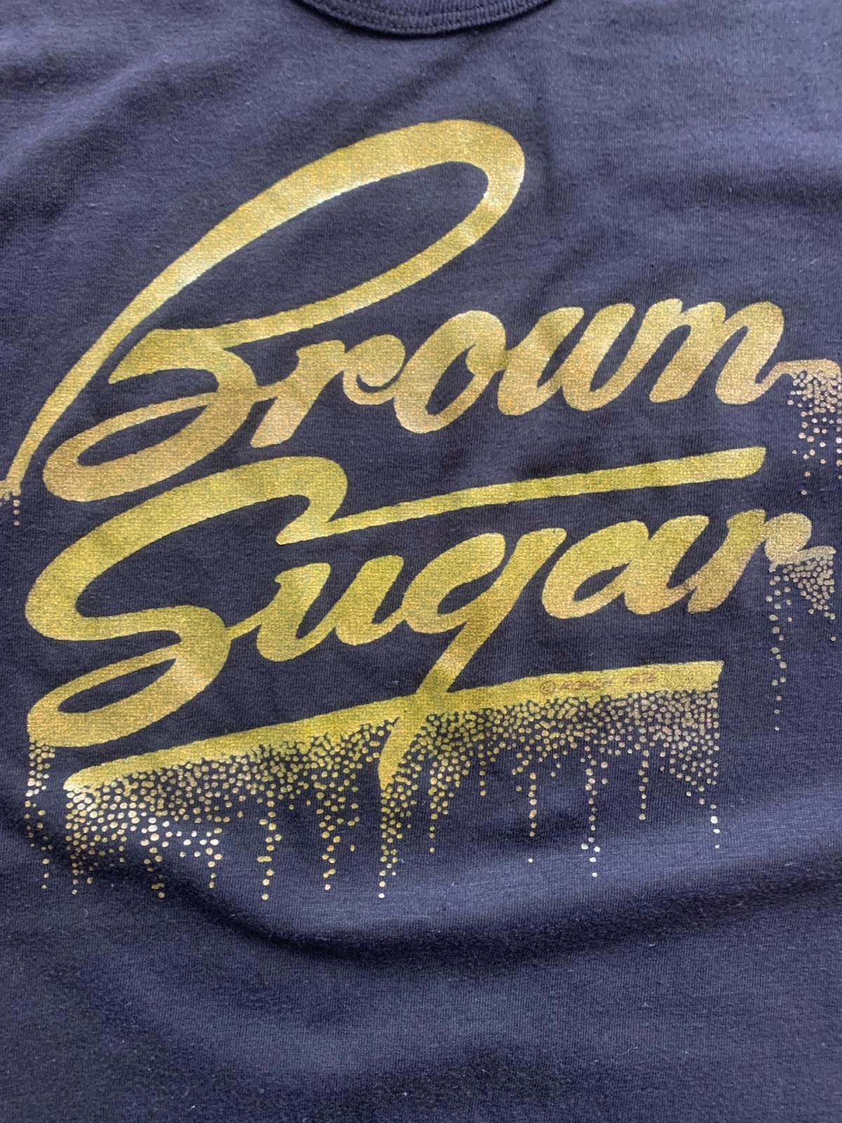 Vintage 70s Brown Sugar Gold Print Roach T Shirt Woman’s Medium Rolling Stones