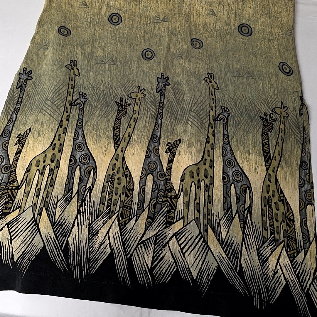 Sea Suns Giraffe Print Dress Womens L Tan Grey Vintage 90s Sleeveless Maxi Tank