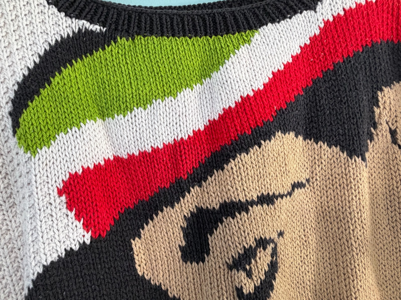 Vintage 80s 90s Handmade Sweater with Face – No Tag See Details for Measurements