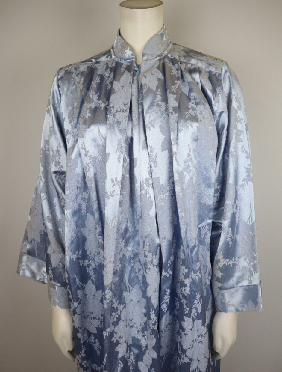 ARIEL PETER KEYLOUN – VINTAGE GRAY BLUE BROCADE FULL LENGTH CAFTAN NIGHTGOWN S