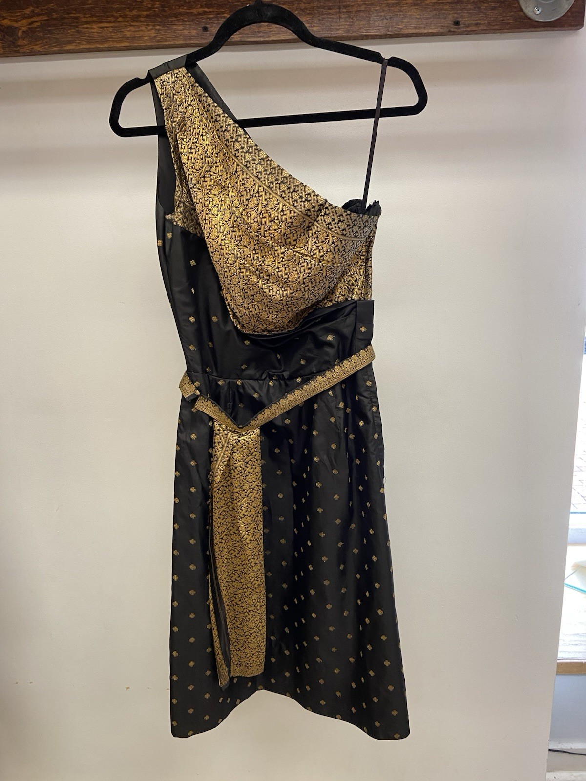 Vintage Indian Silk Dress Lot Costuming Repair Black Gold Lamé Embroidery AS IS