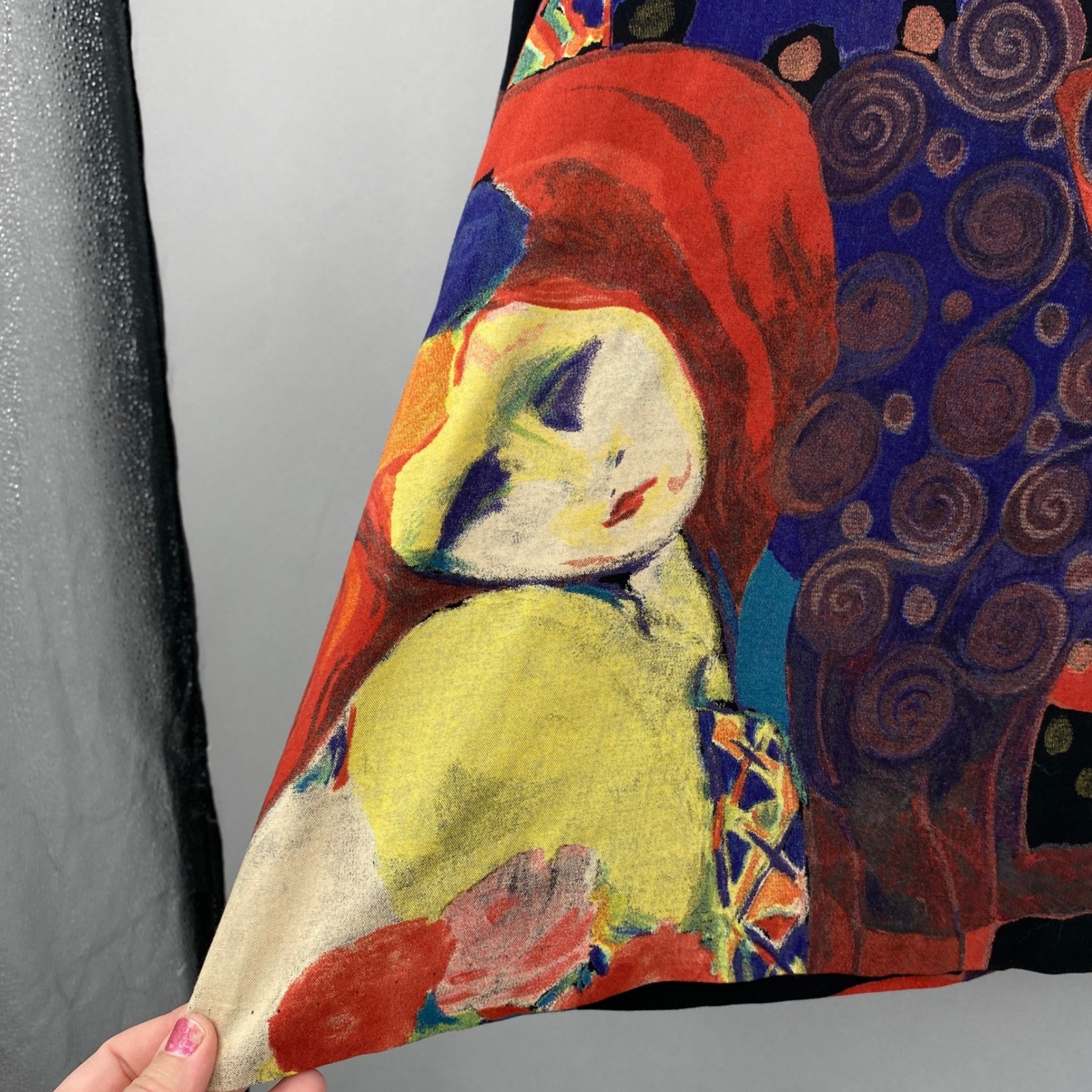 In Group Ltd Vintage 90s Abstract Art Print Blouse Womens M Klimt Art to Wear