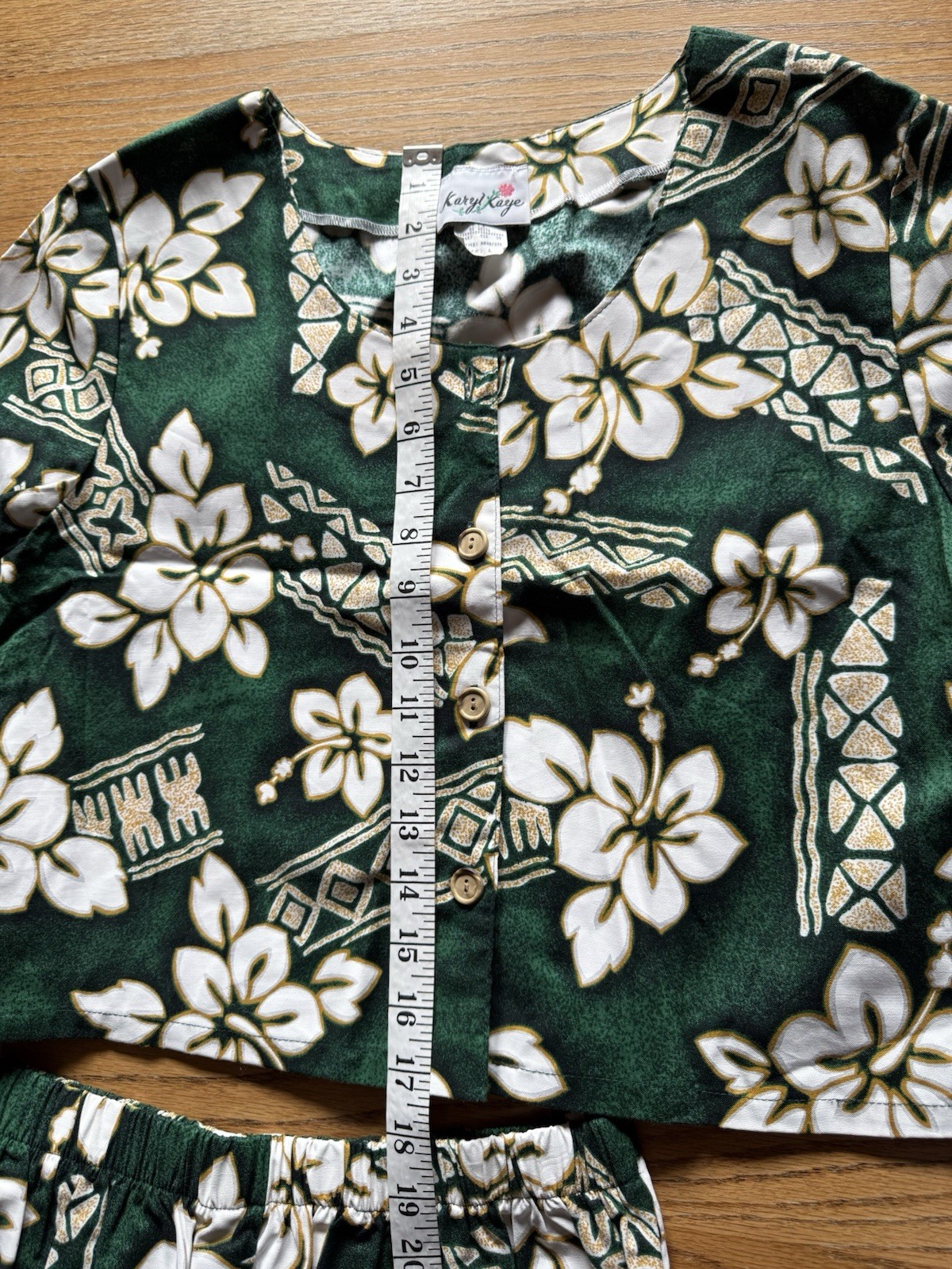 Vintage KARYL KAYE Hawaiian Two Piece Outfit Top Shorts with Sarong Tie Large