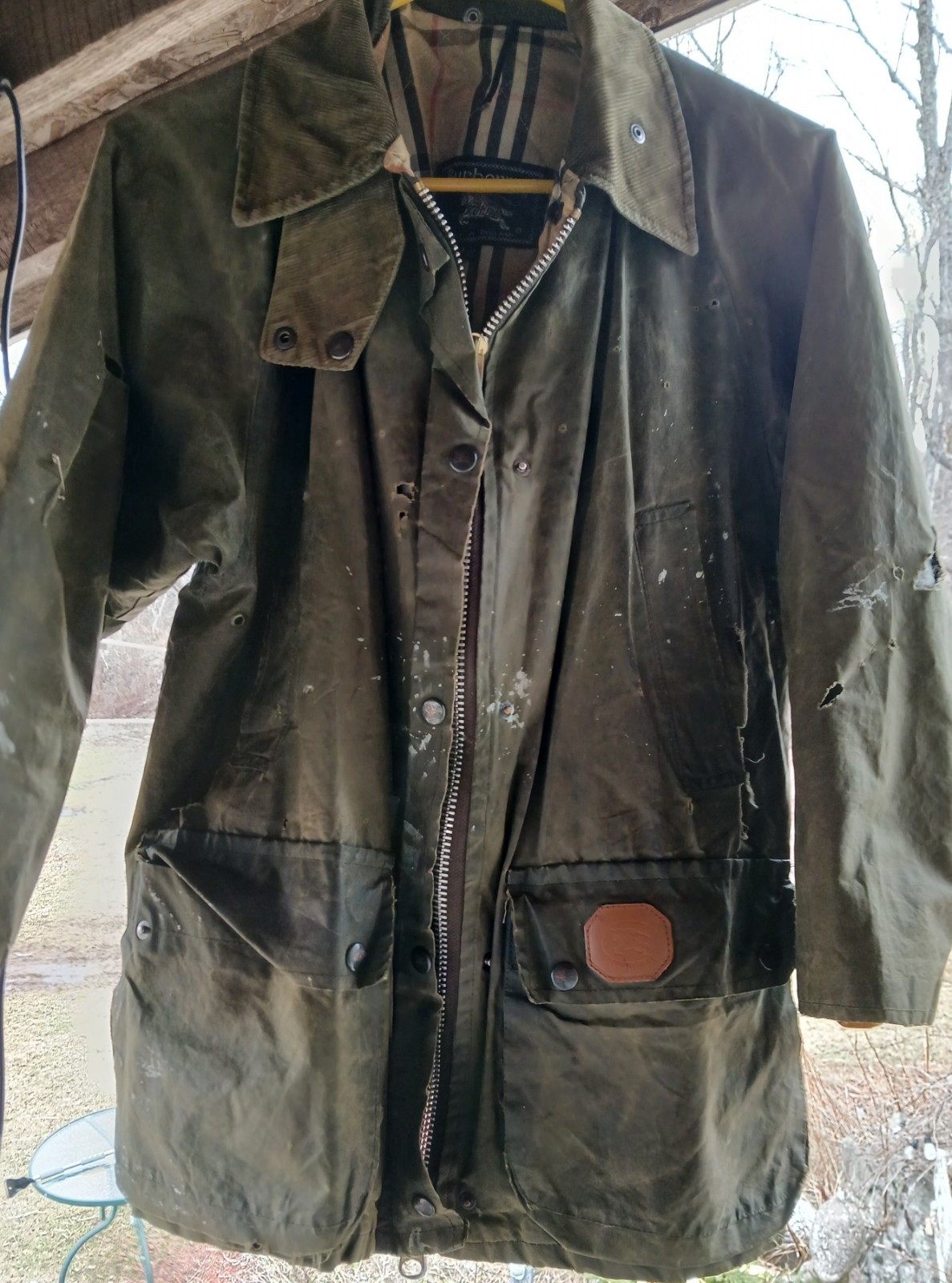 Vintage Burberrys Waxed Jacket Very Distressed, Lining Good Sz XS