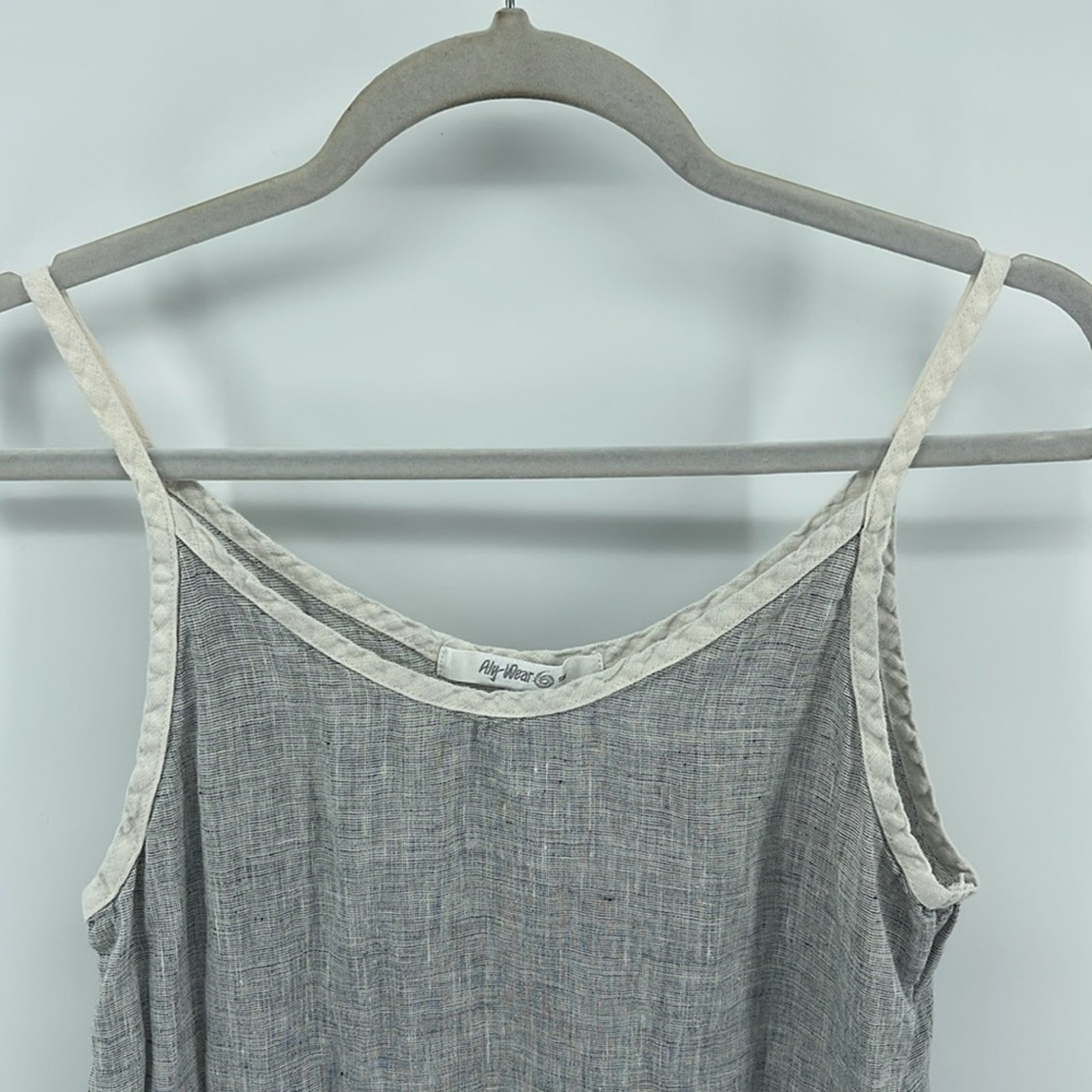 Vintage Aly Wear linen side zip spaghetti strap summer dress sz S