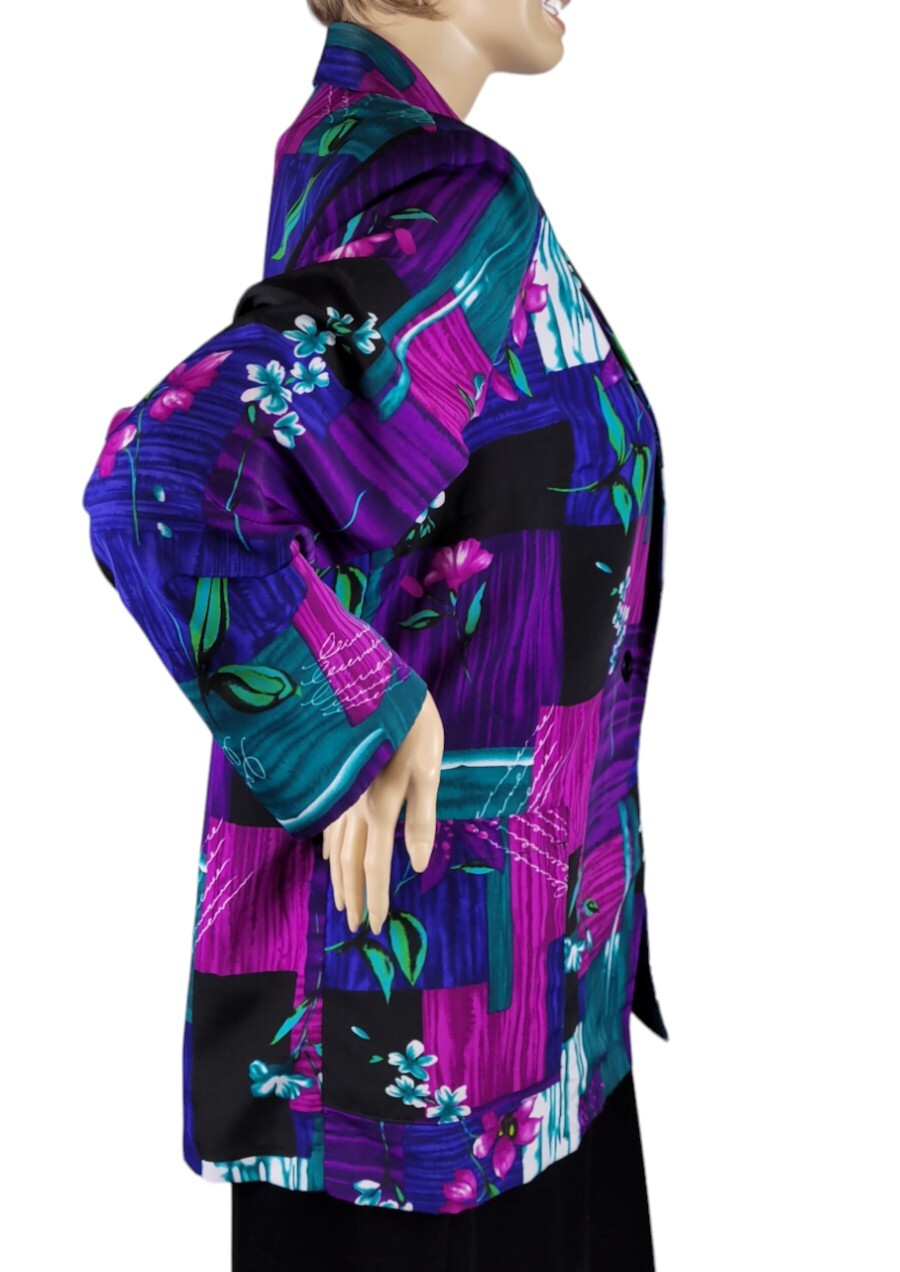 Vintage BFA Classics Womens Abstract Floral Jacket Pockets Blazer Jacket Size 1X