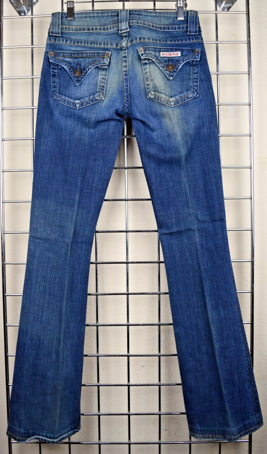 VTG Jeans Hudson Size 26 x 32 S/M 90s Med Blue Fading Low Rise Flared Made USA
