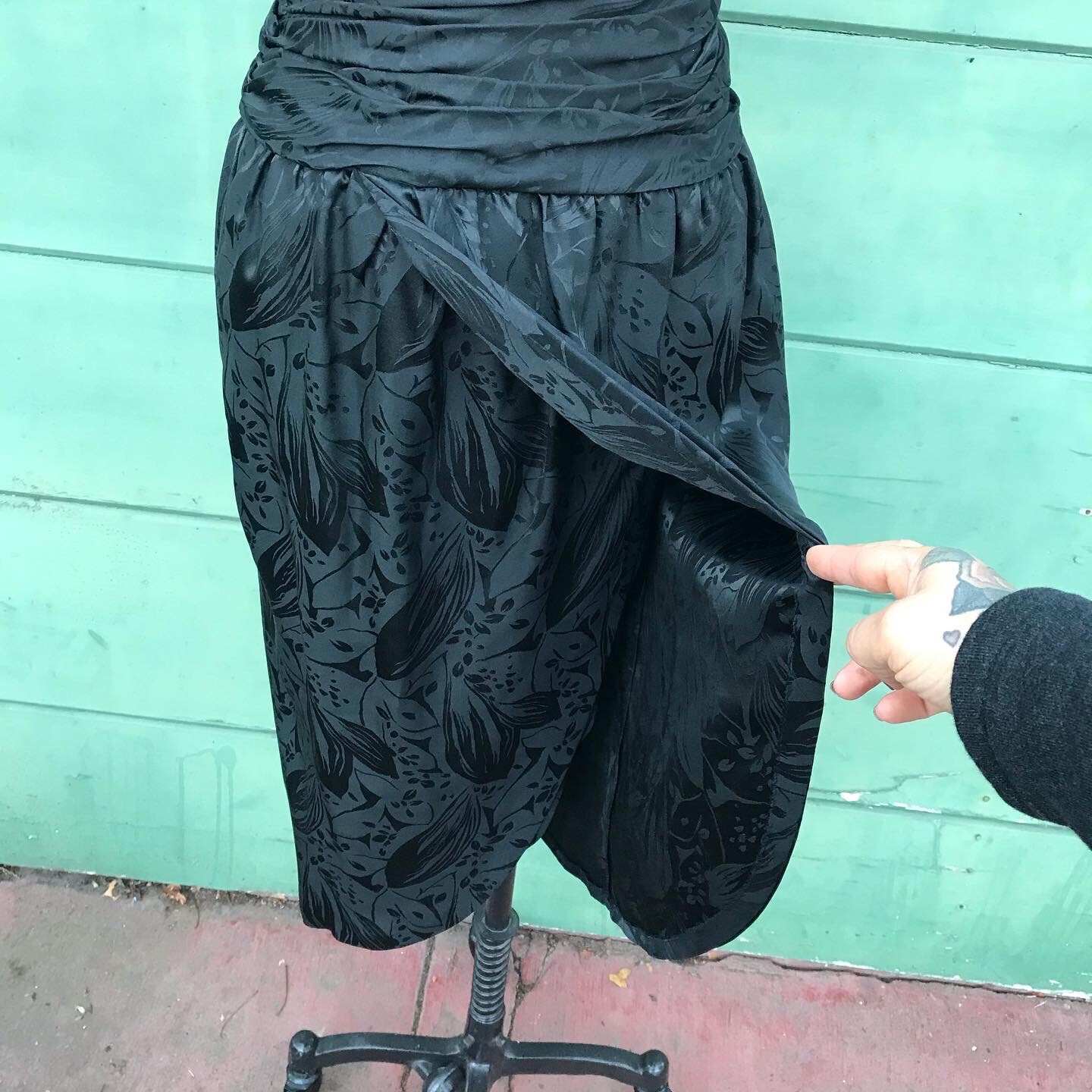 Deadstock NWT 1980’s Vintage 80s 1990’s 90s Black Silk Party Cocktail Dress S M