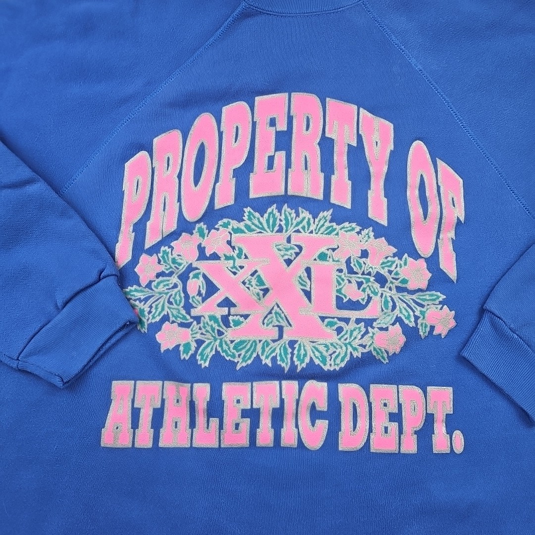 VTG Tultex Long Crewneck Dress Blue and Pink Sweatshirt Size L/XL USA Made