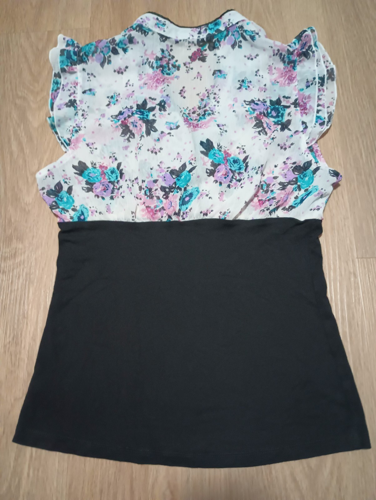 Vtg Y2K FOREVER 21 Sheer Tube Ruffle Tux Mandarin Collar Top M