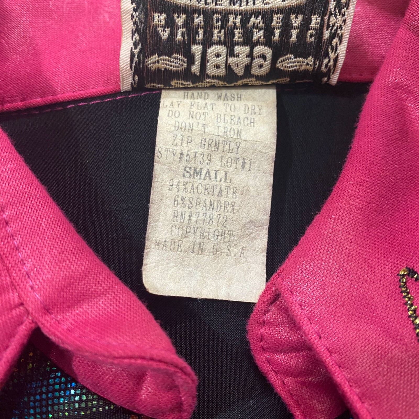 1849 Authentic Ranchwear Vtg 80s Western Zip Jacket Embellished Iridescent Disco
