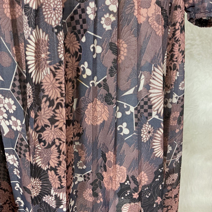 Vintage 70s Pink, Gray Ivory Psychedelic Micro Pleat Top & Skirt Set