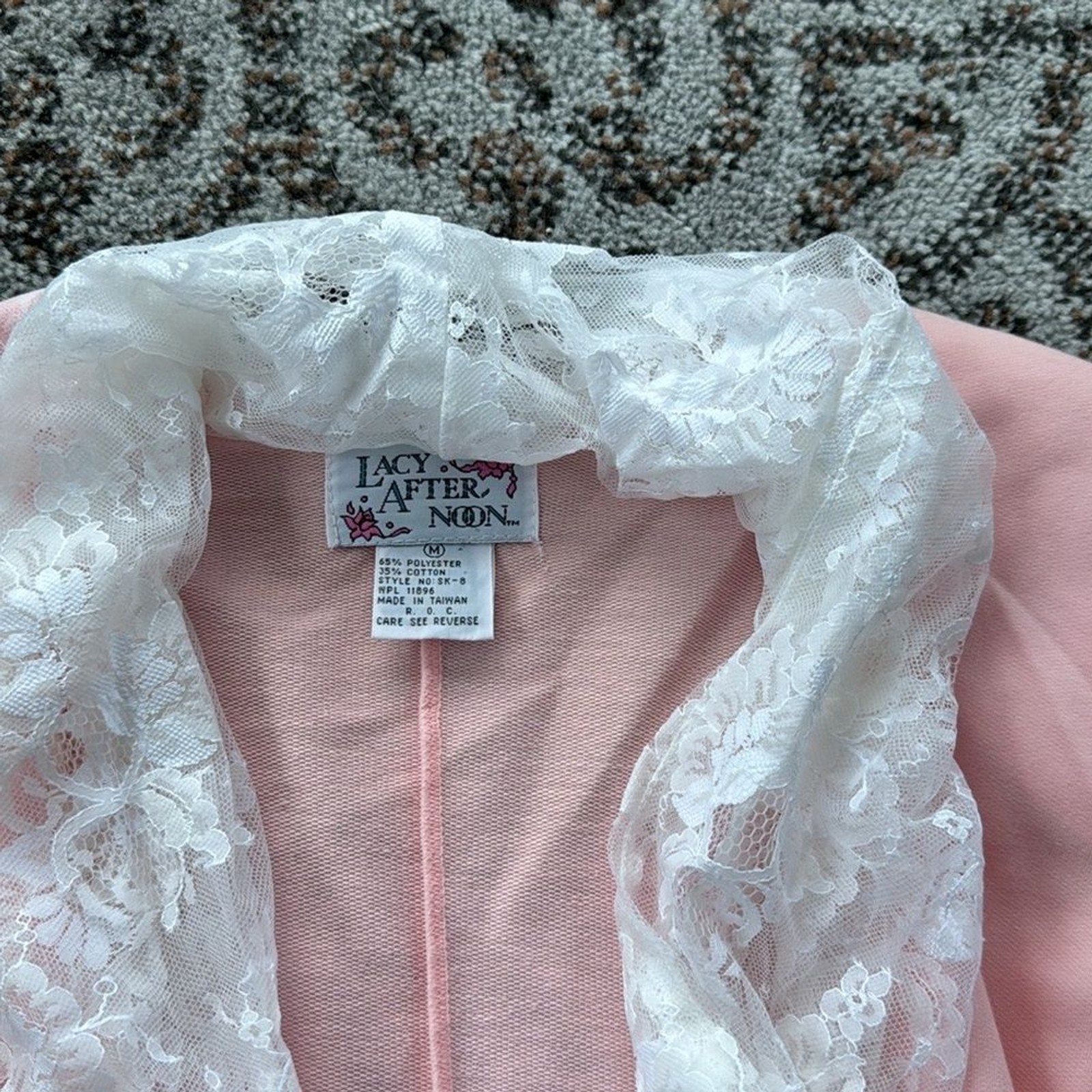Vintage Lacy Afternoon by Shell Kepler Lace Detail Cardigan Pink Medium