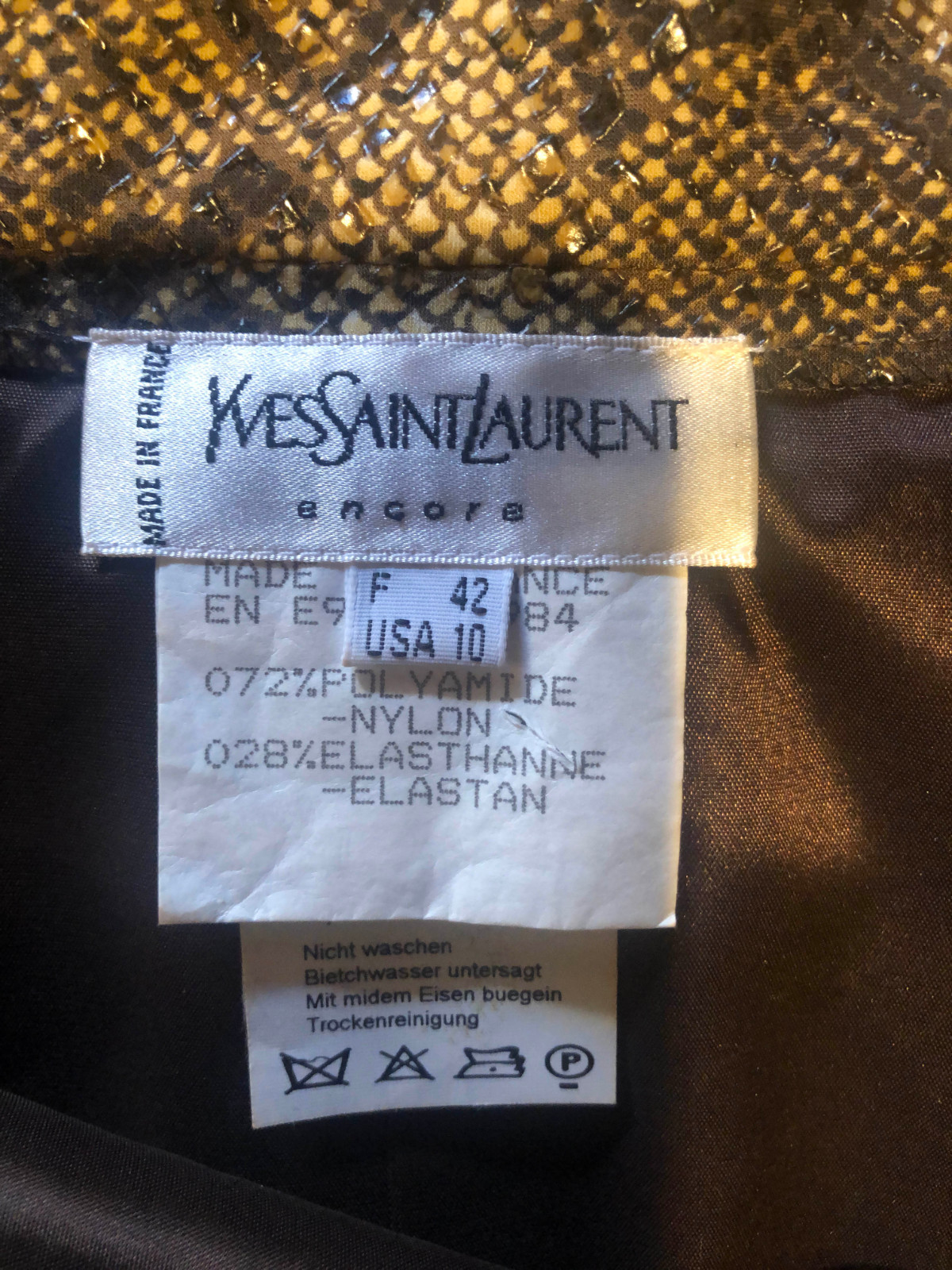 Vintage Yves Saint Laurent Encore Faux Snakeskin Skirt