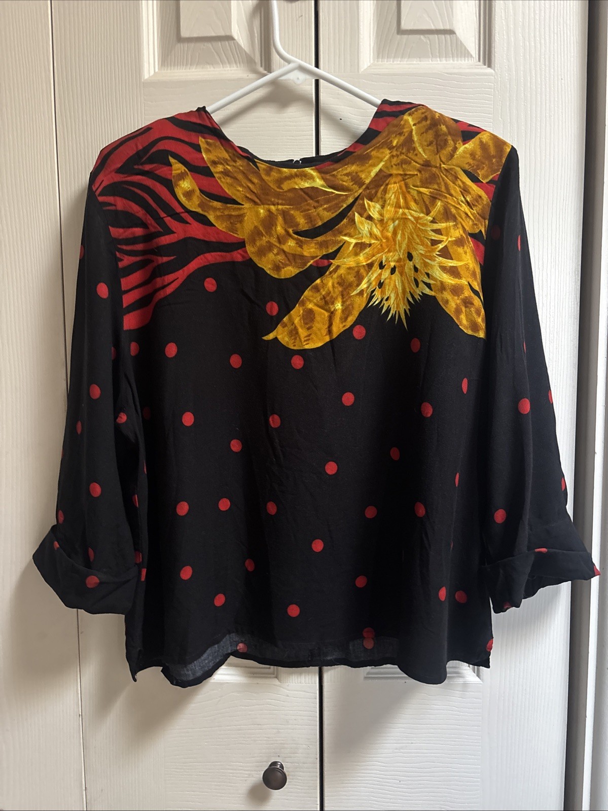 Chez California designed by Tandy Vintage 80s 3/4 sleeve blouse shirt Sz Large