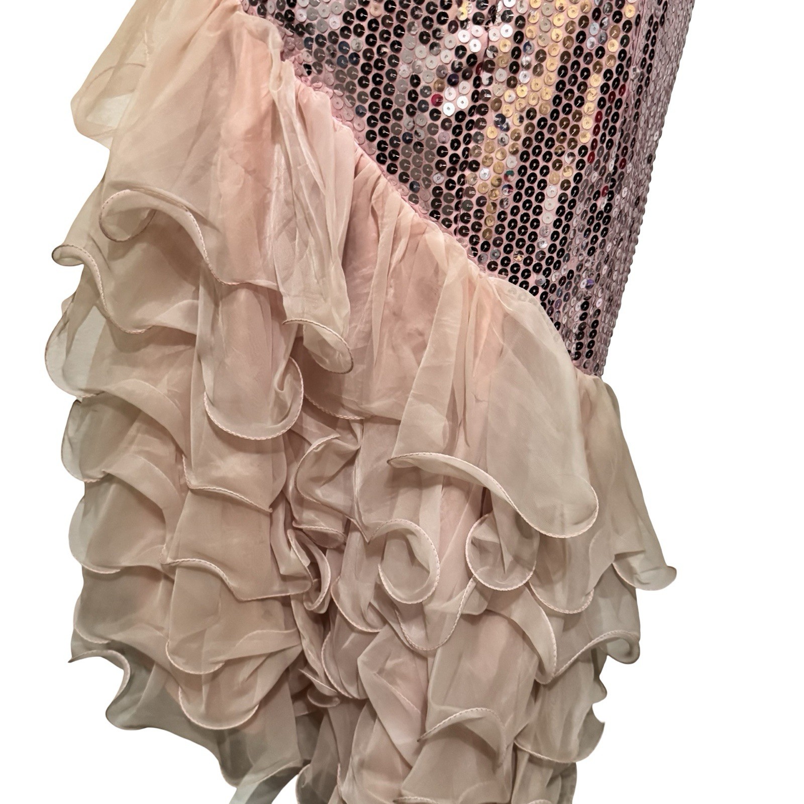 Vintage 80s Nadine Pink sequin strapless prom dress size Small mermaid