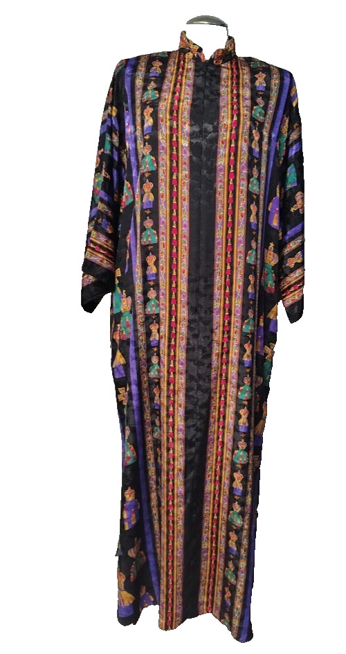 Rare Vintage 80s Ruth Norman CAFTAN MAXI DRESS Geometric Crown USA MADE L