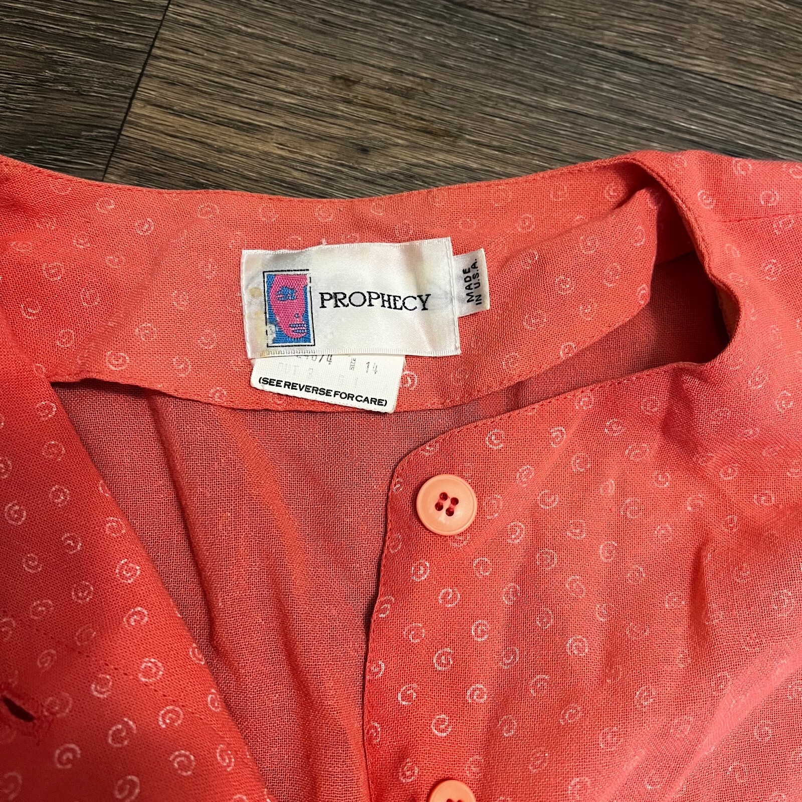 Vintage Prophecy Skirt Short Sleeve Salmon Coral Pink Grannycore Set Size 14