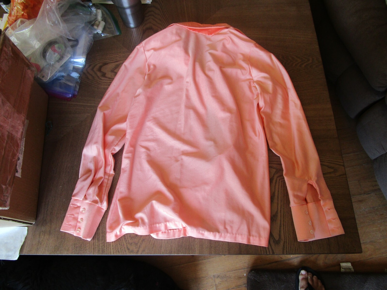 Vintage Peach Ship N Shore Button Down Blouse Size 12 in Excellent Shape