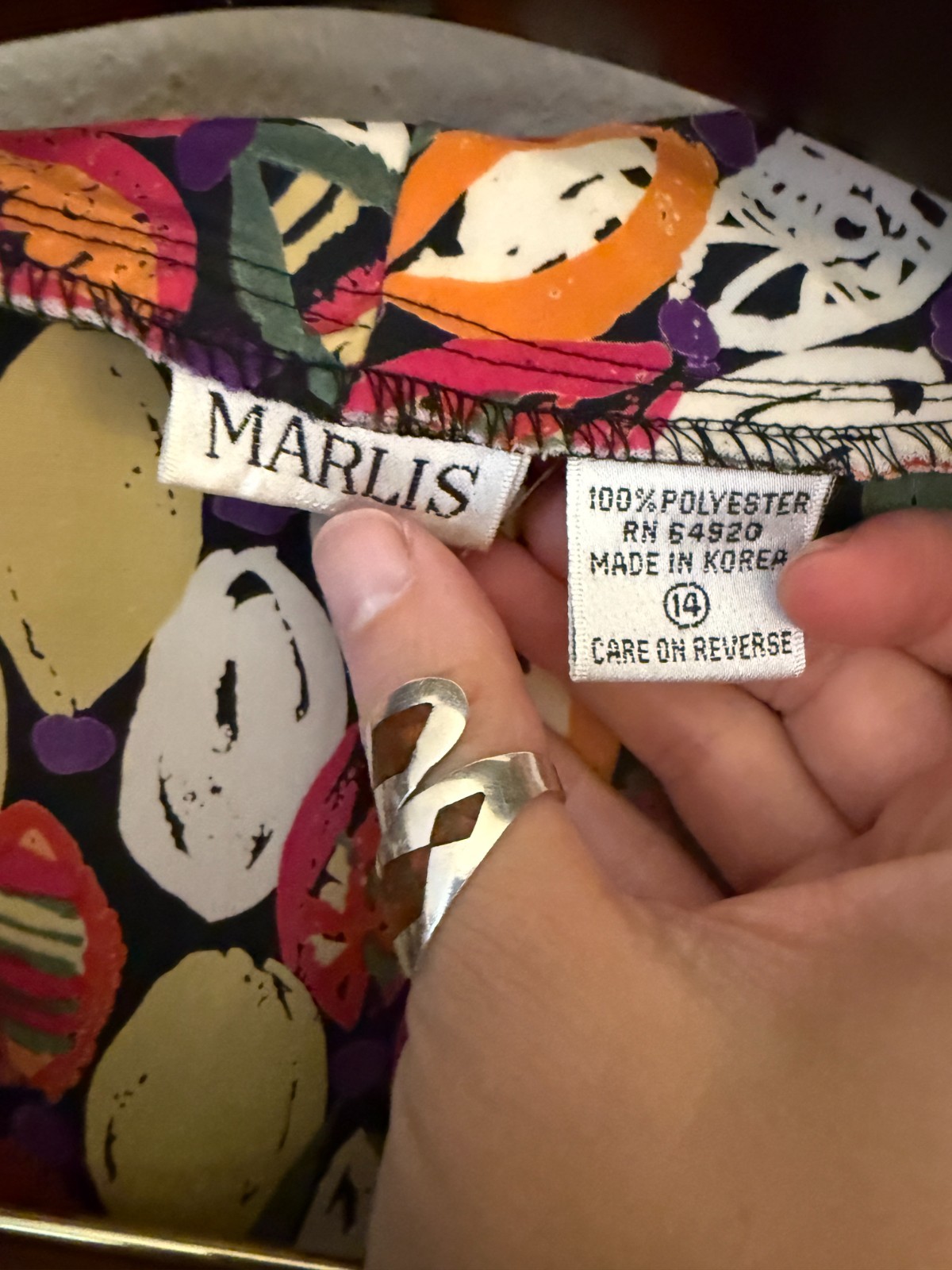 Vintage Marlis Bright Fruit Novelty Print Deep V Neck Blouse XL