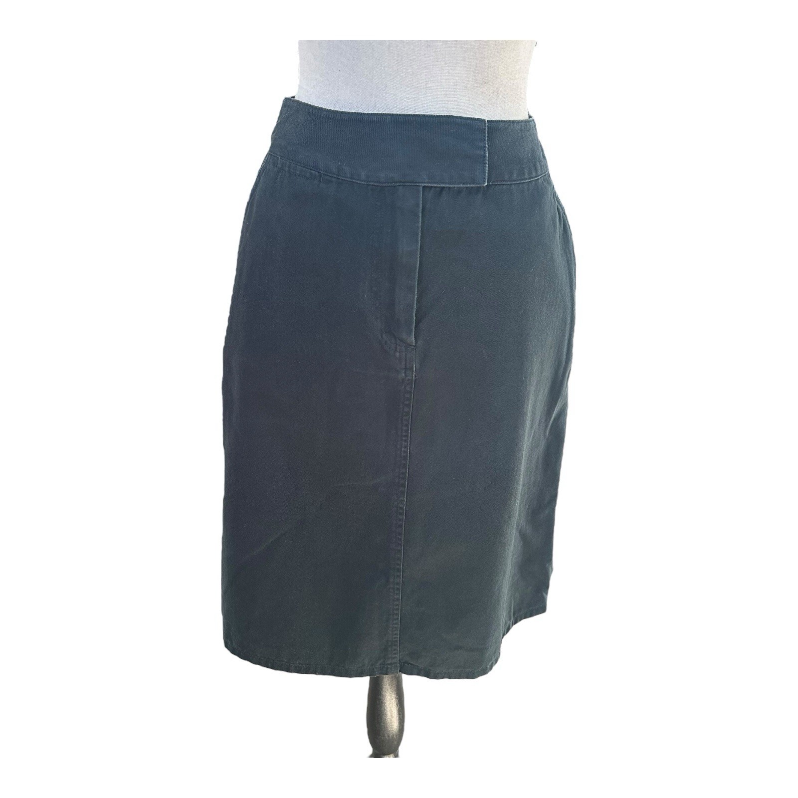 Vtg Marsh Landing Black Cotton A-Line Skirt Made in Hong Kong Sz 6 80s 90s