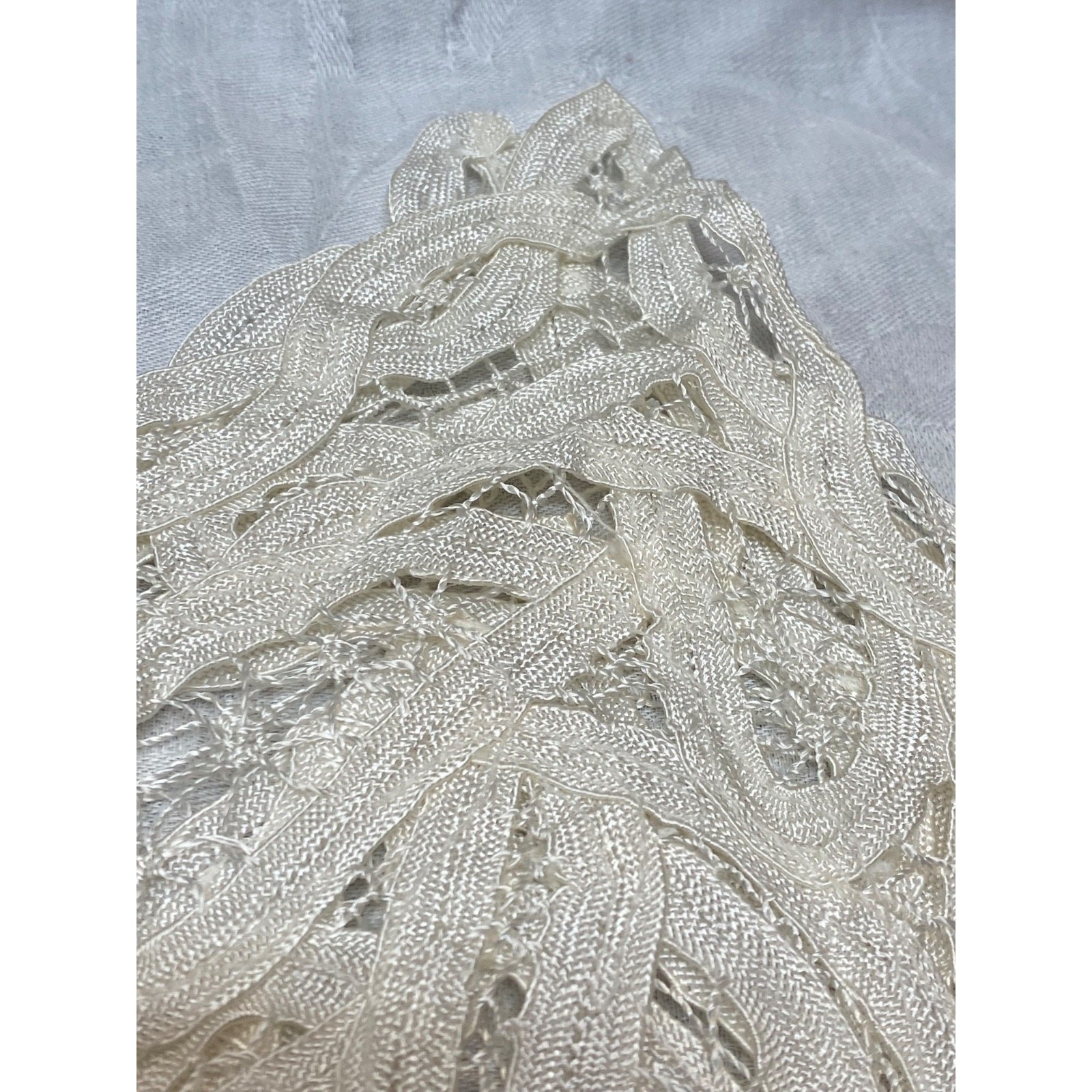 Vtg Y2K Kroshetta By Papillon Ivory Crochet Knit Midi Dress Sz XL