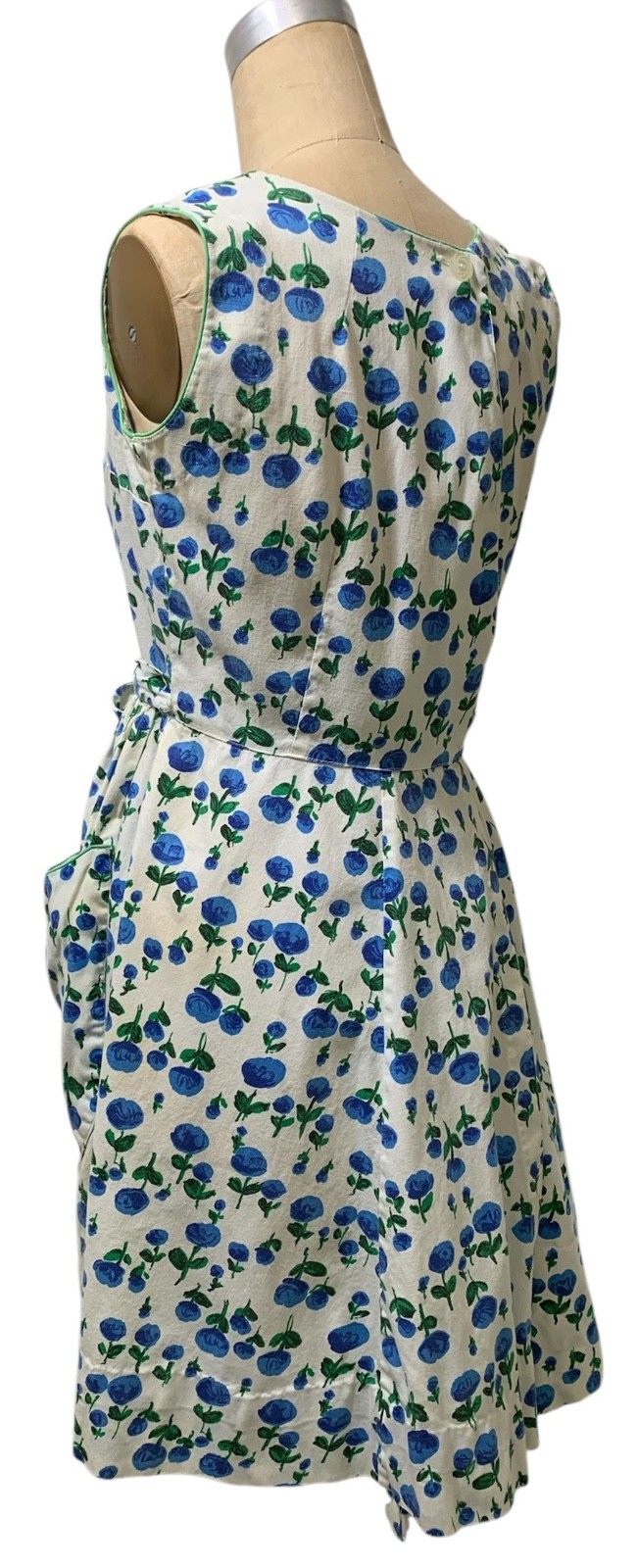 SWIRL Vintage 60s Women’s Cotton Rose Print Dress Tie Waist Pockets – Sz M