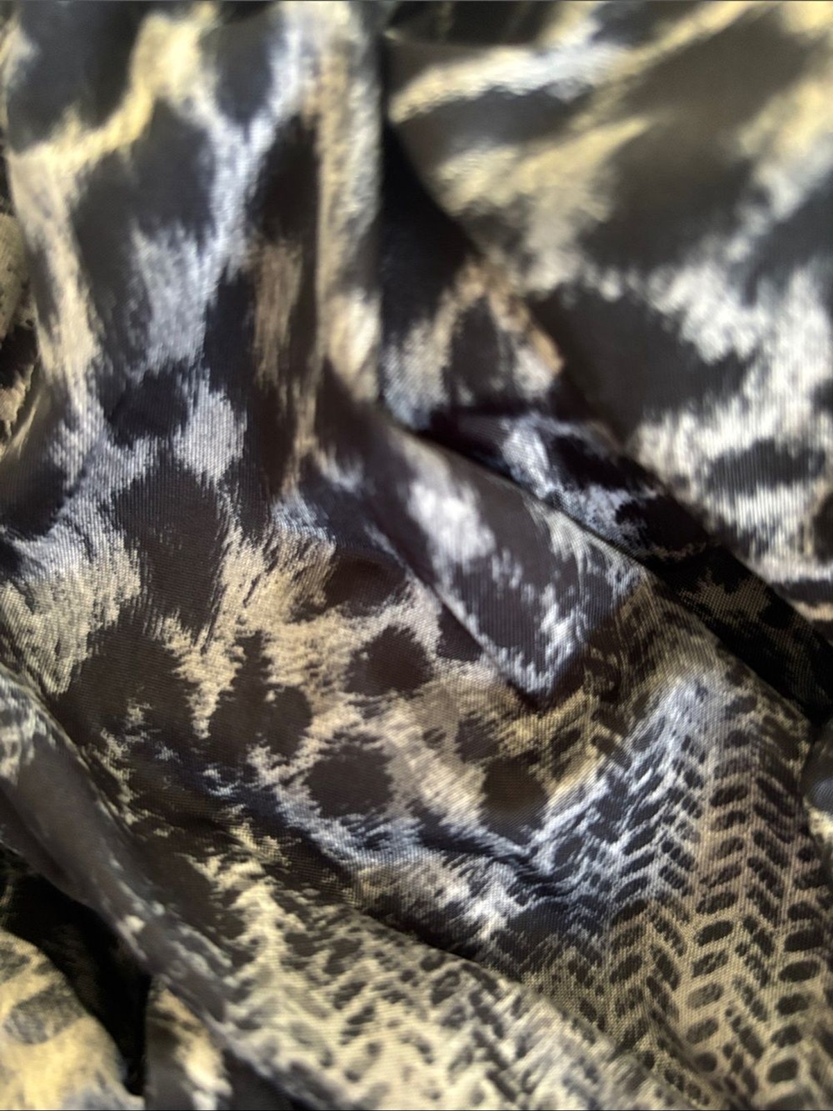 VTG Bisou Bisou Animal Print Empire Tied Waist Dress Sz 8 Gray Black Mob Wife
