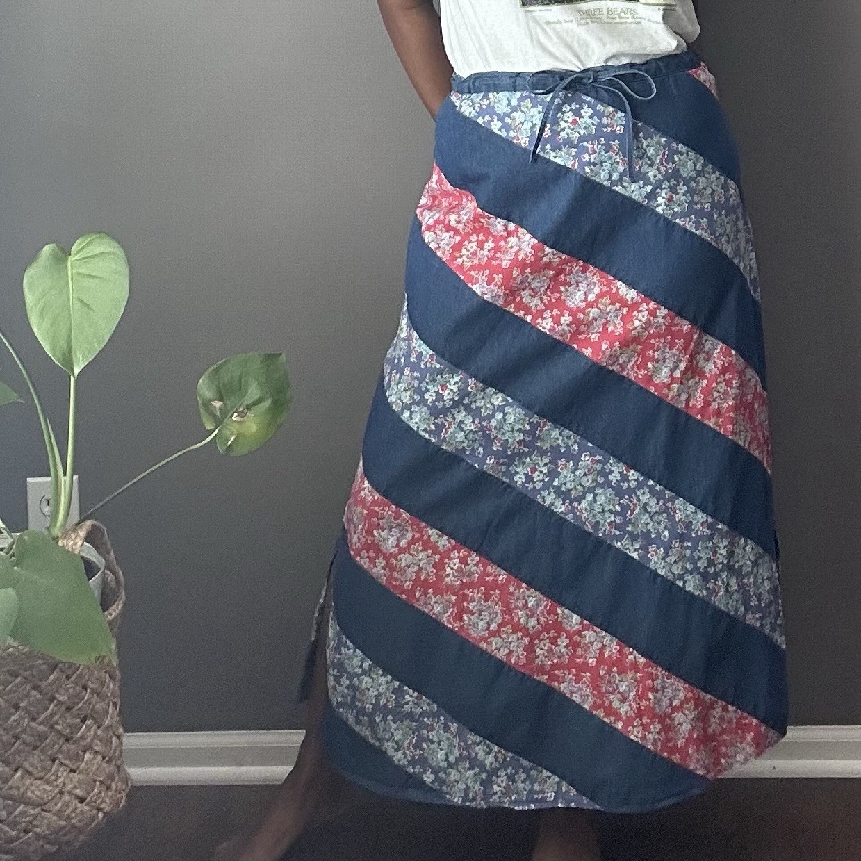 Vintage Crazy Horse Liz Claiborne Patchwork Maxi Skirt Size 14 Floral Cotton